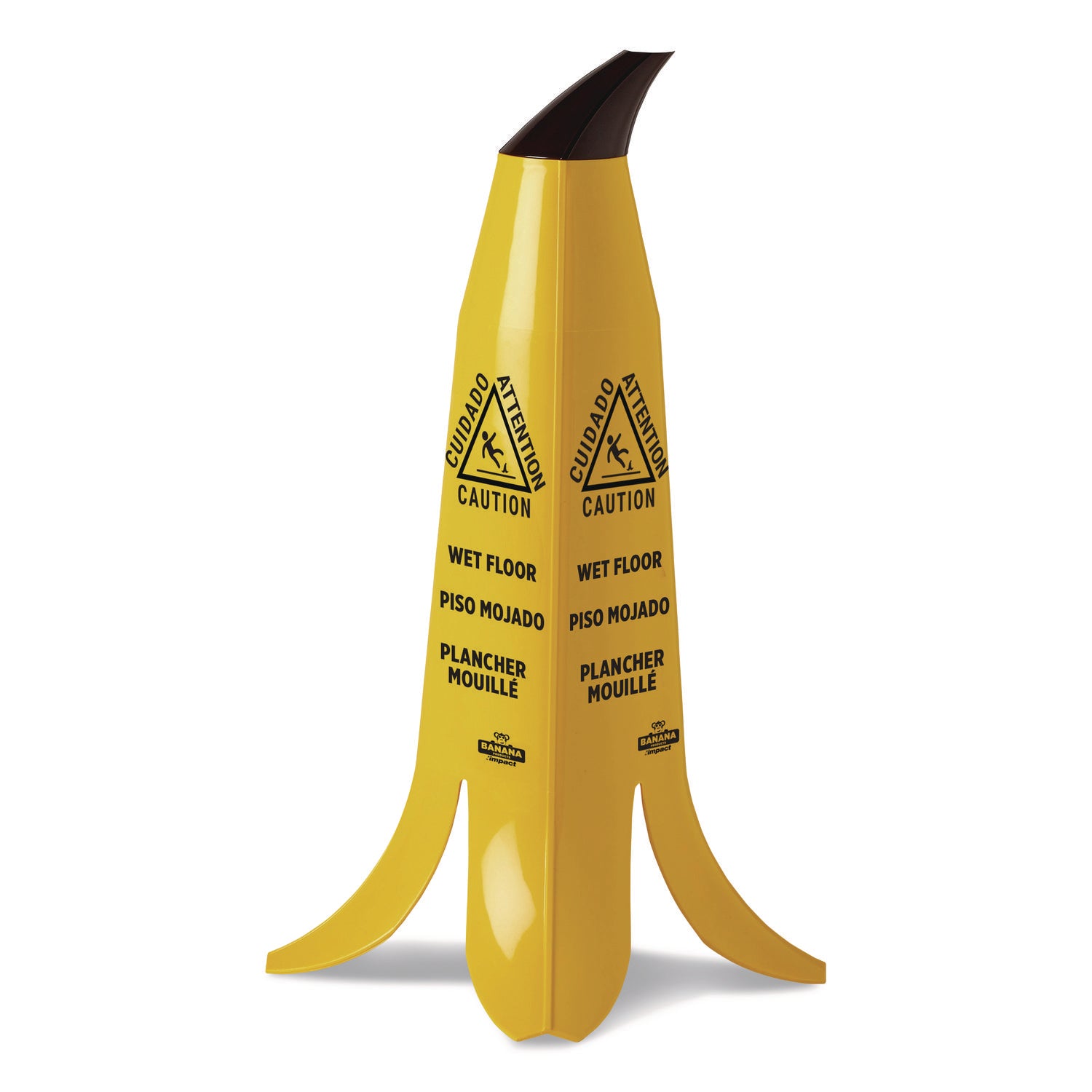 Banana Wet Floor Cones, 11 x 11.15 x 23.25, Yellow/Brown/Black