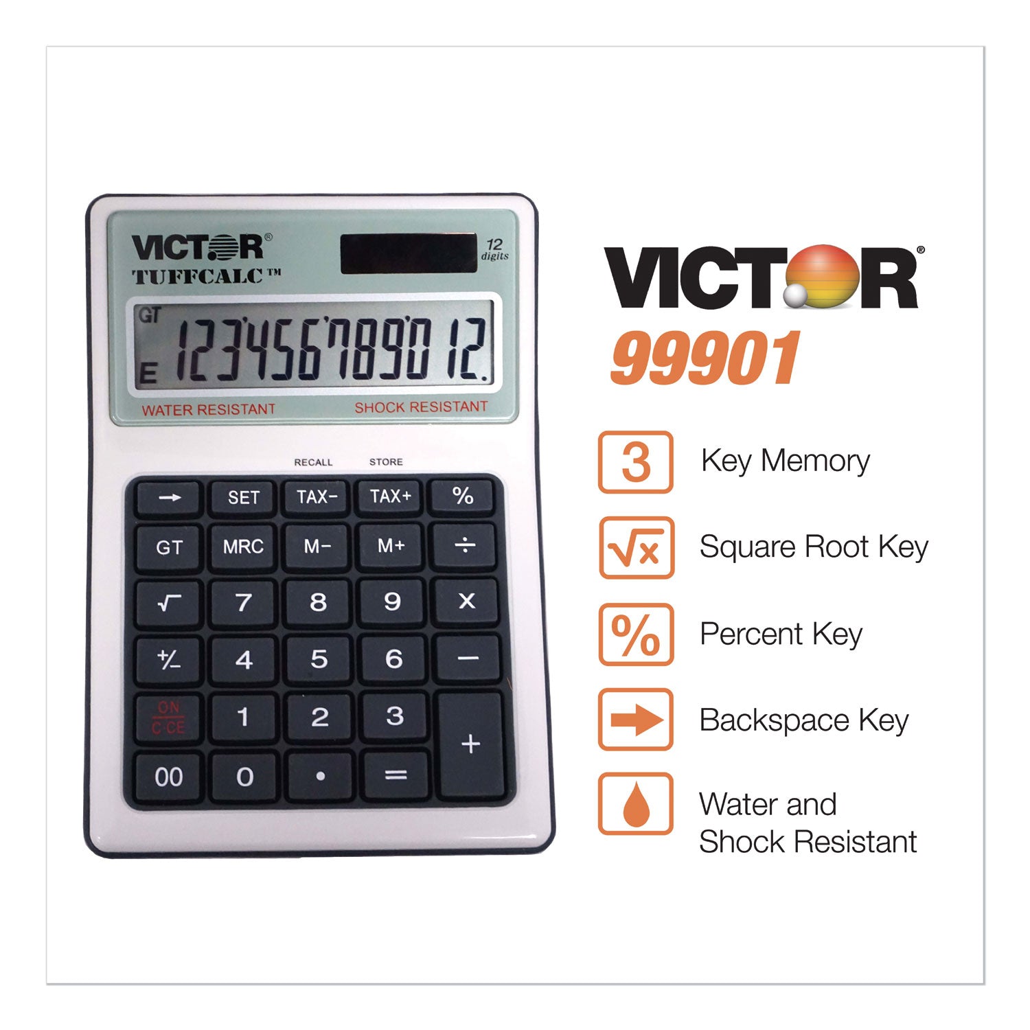 Victor® Tuffcalc Desktop Calculator, 12-Digit Lcd