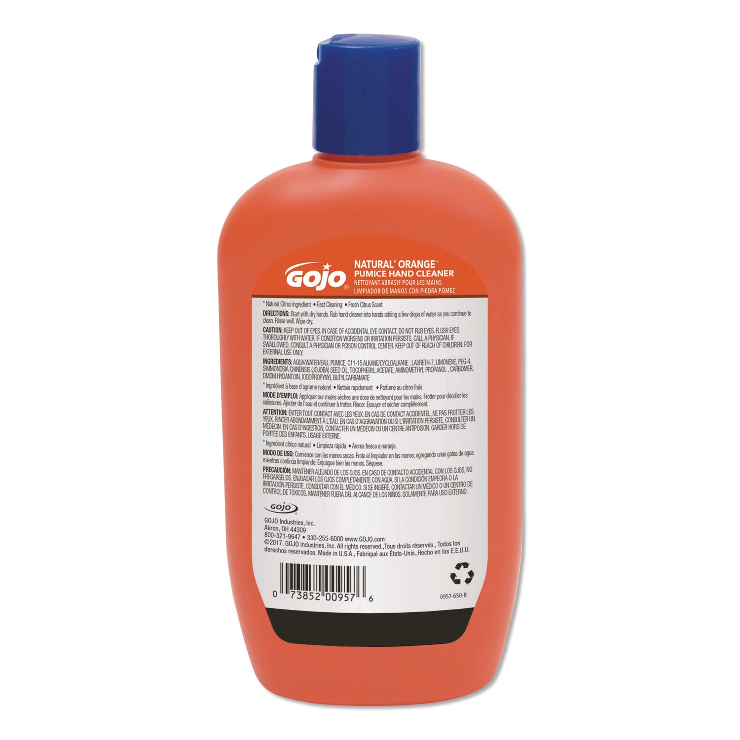 GOJO® NATURAL ORANGE Pumice Hand Cleaner, Citrus Scent, 14 oz, 12/Carton