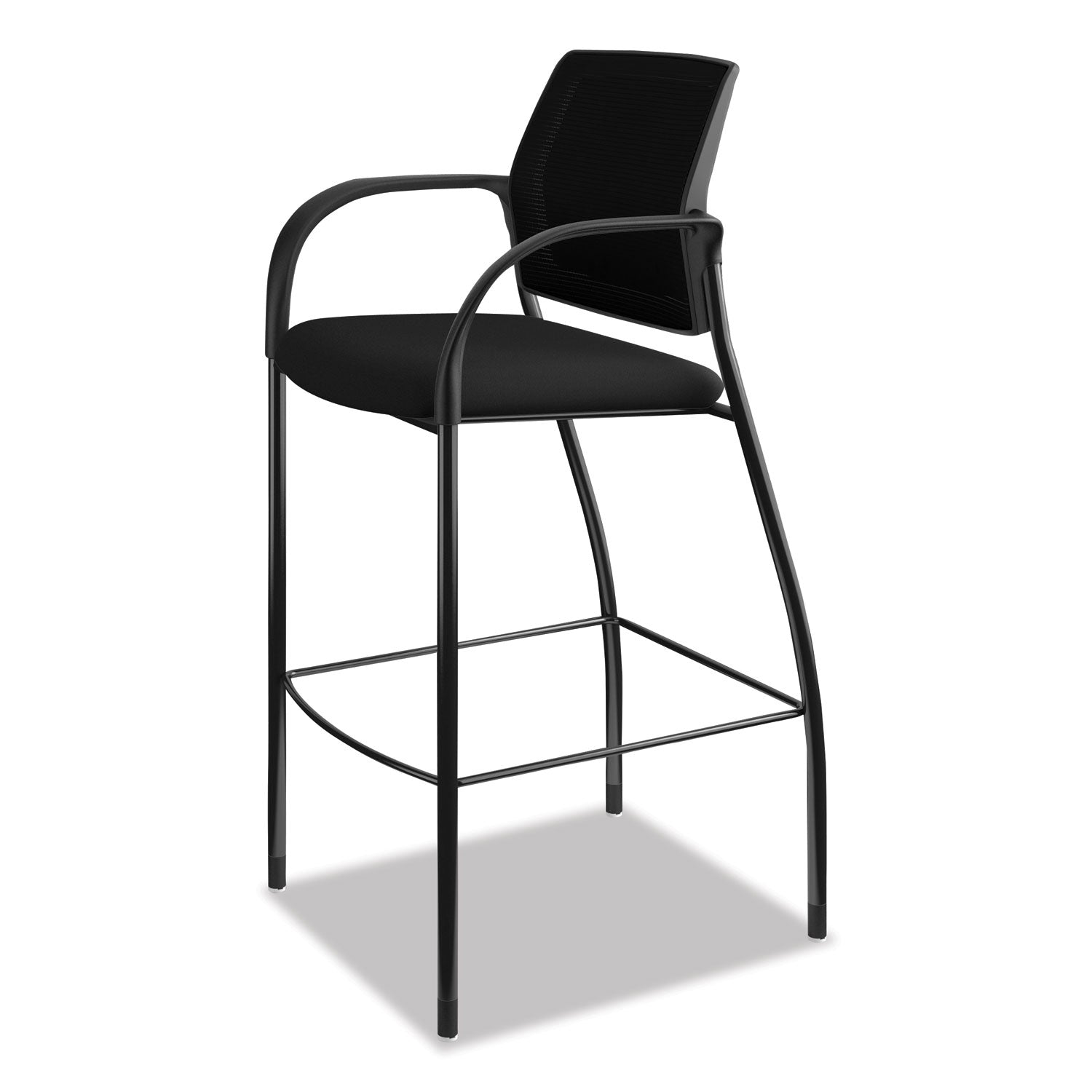 HON® Ignition 2.0 Ilira-Stretch Mesh Back Cafe Height Stool, Supports Up to 300 lb, 31" High Seat, Black Seat/Back, Black Base