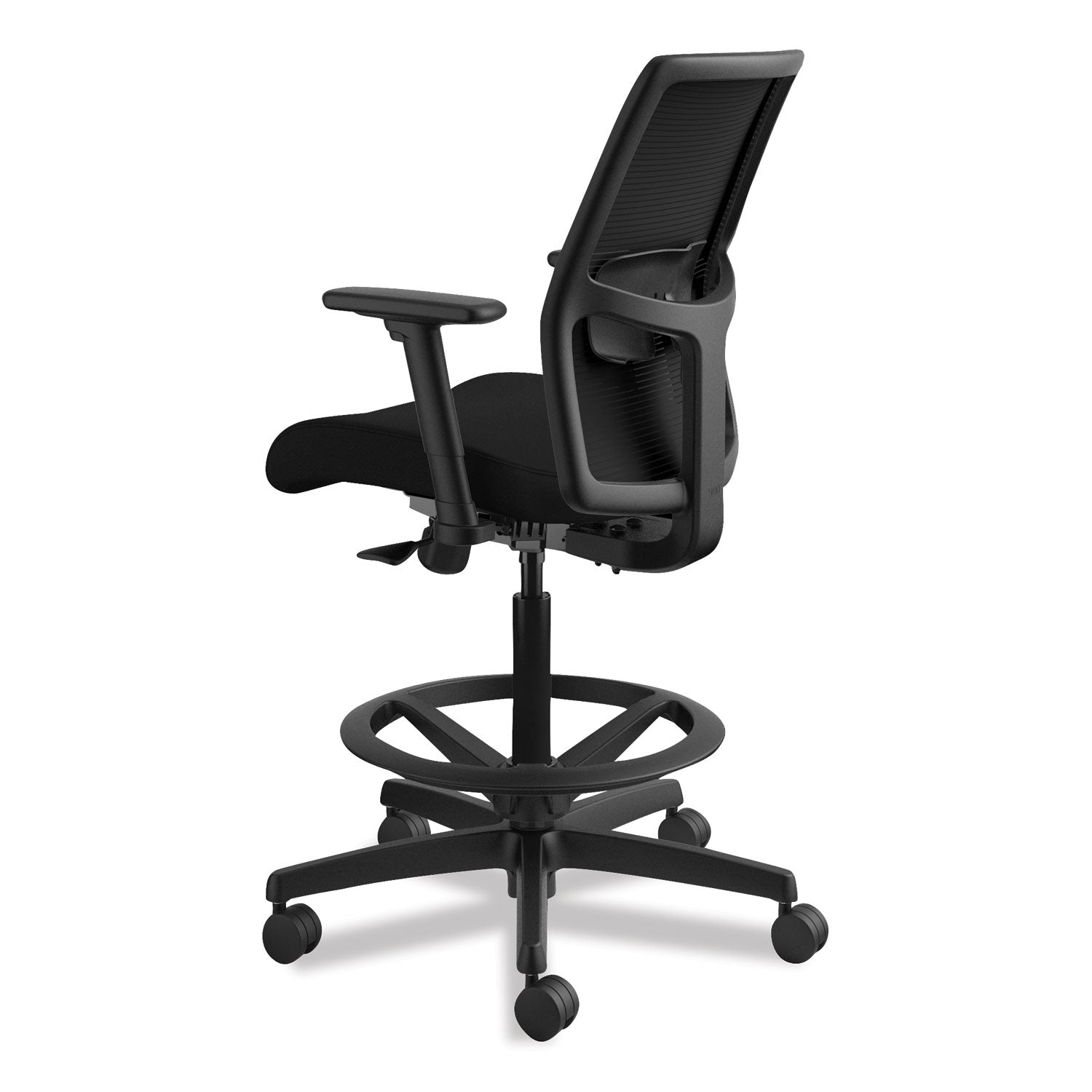 HON® Ignition 2.0 Ilira-Stretch Mesh Back Task Stool, Supports Up To 300 Lb, 23" To 32" Seat Height, Black