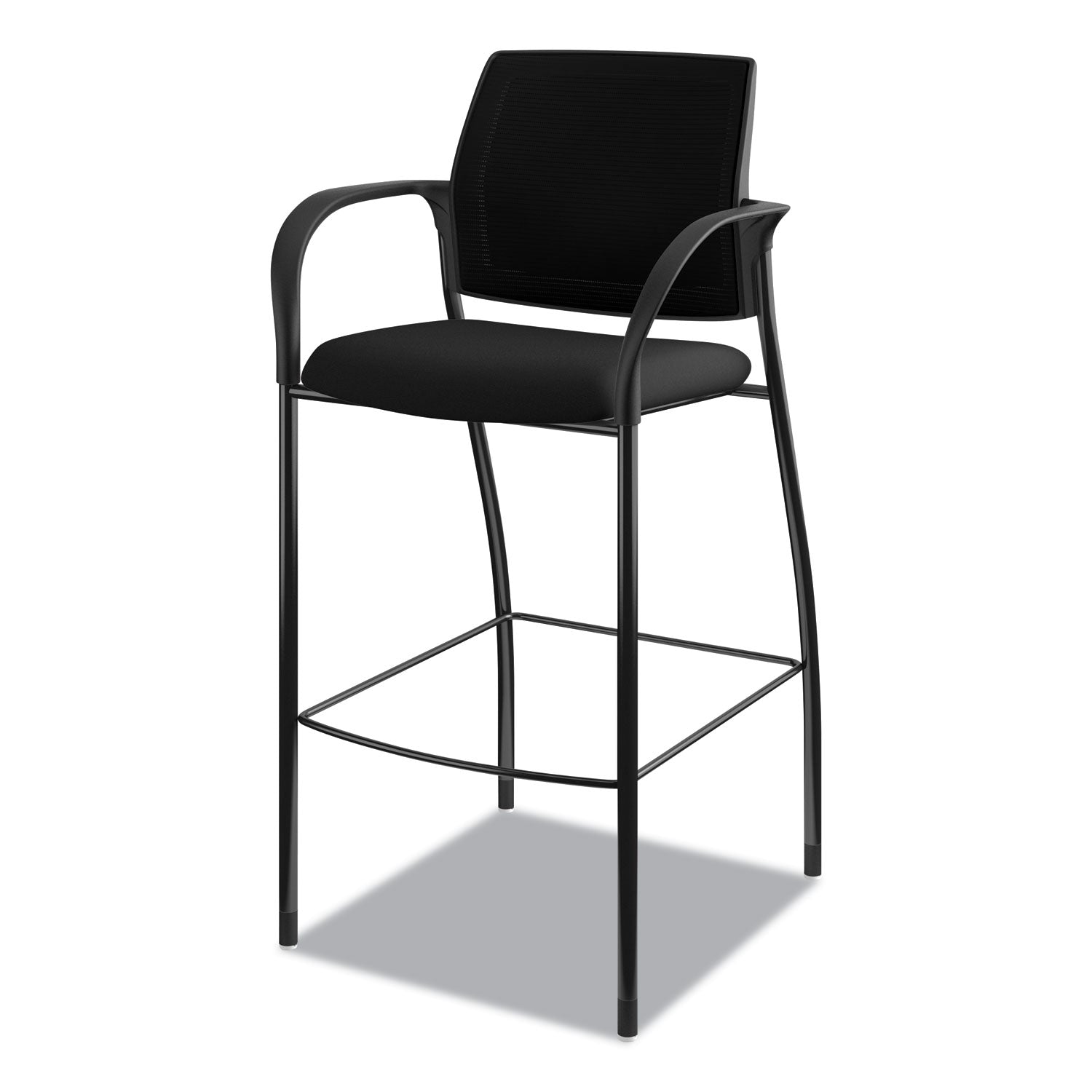 HON® Ignition 2.0 Ilira-Stretch Mesh Back Cafe Height Stool, Supports Up to 300 lb, 31" High Seat, Black Seat/Back, Black Base