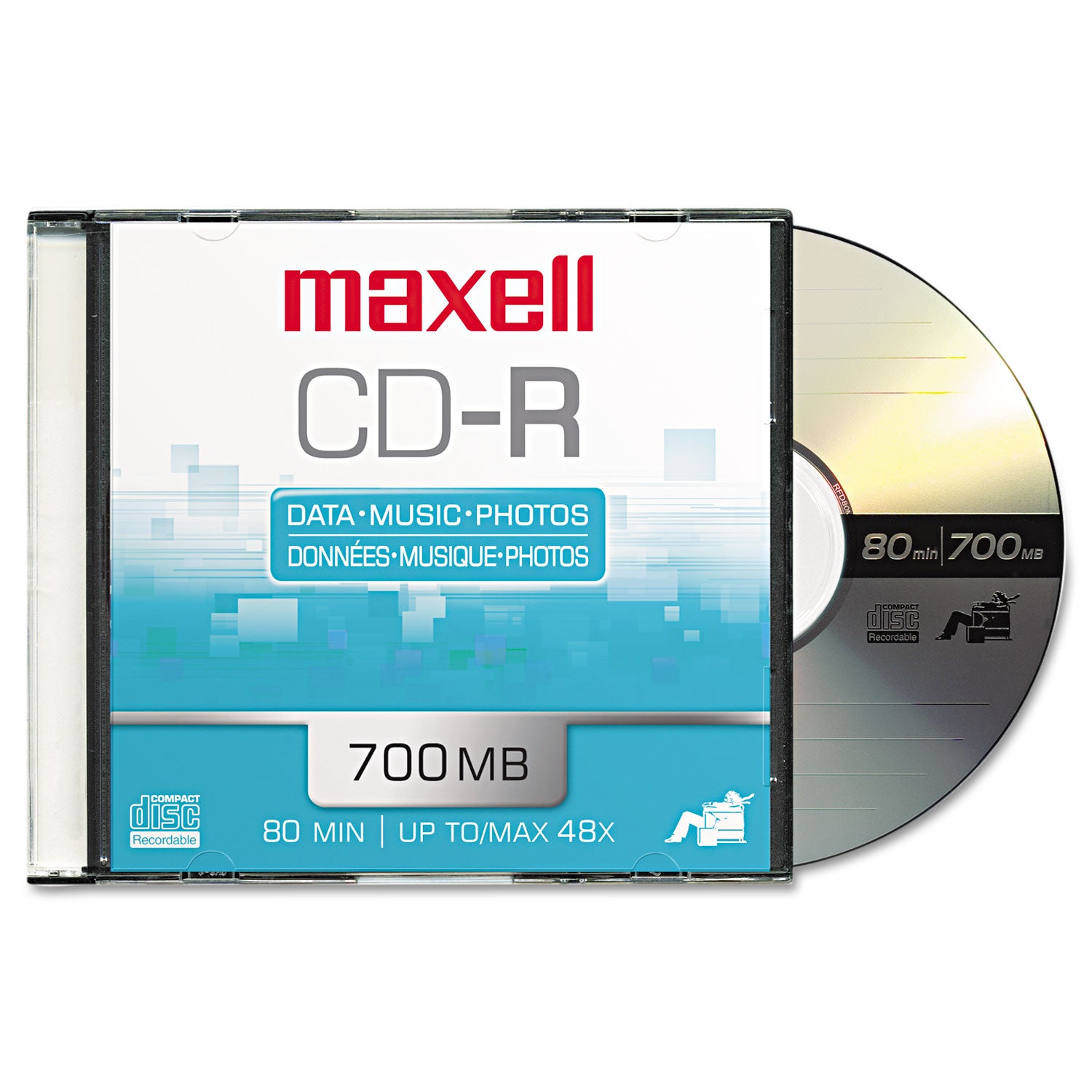 Maxell® Cd-R Recordable Disc, 700 Mb/80 Min, 48x, Slim Jewel Case, Silver, 10/pack