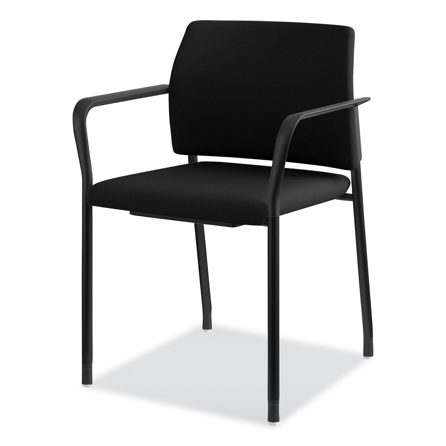 HON® Accommodate Series Guest Chair with Arms, Fabric Upholstery, 23.25" x 22.25" x 32", Black Seat/Back, Charblack Legs, 2/Carton
