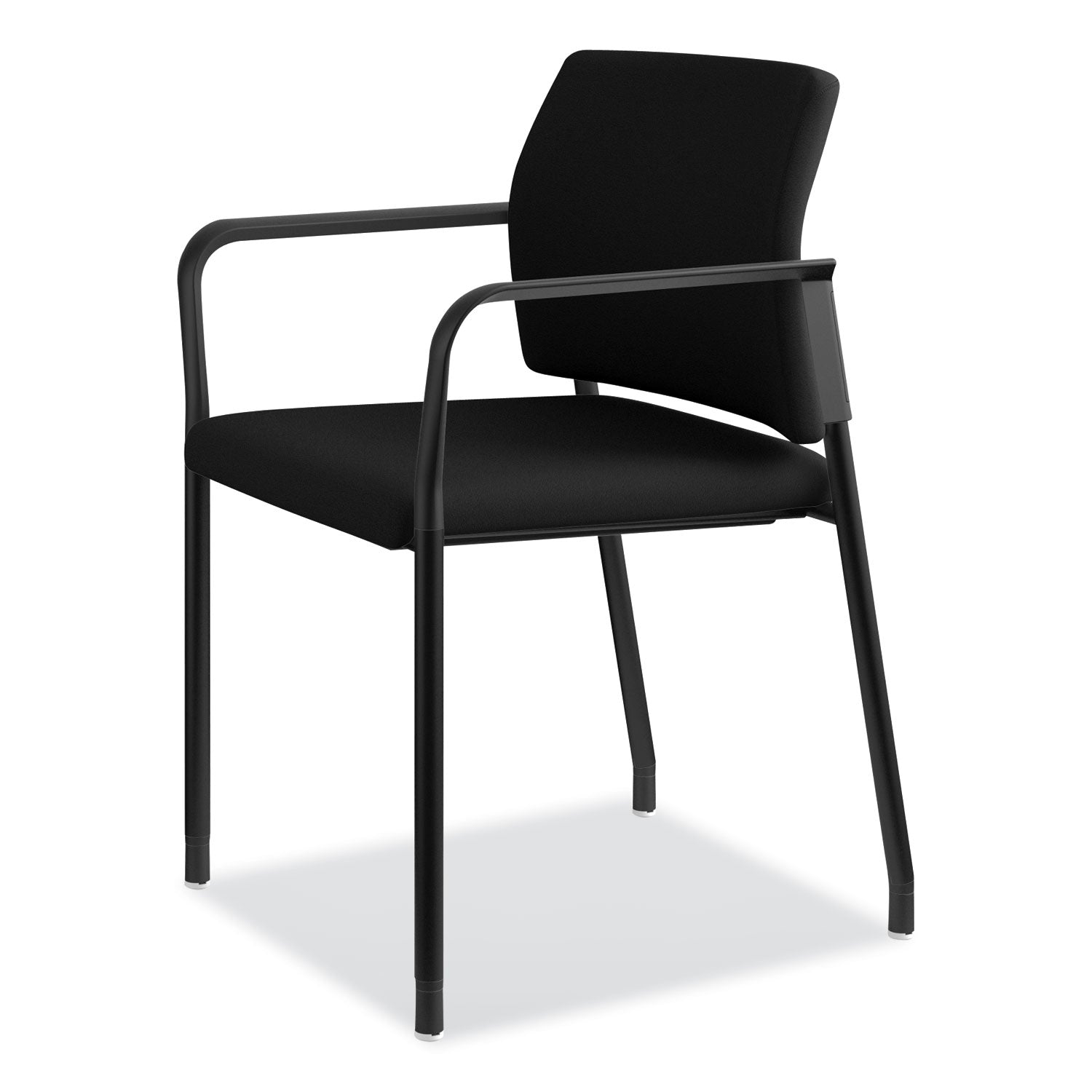 HON® Accommodate Series Guest Chair with Arms, Fabric Upholstery, 23.25" x 22.25" x 32", Black Seat/Back, Charblack Legs, 2/Carton