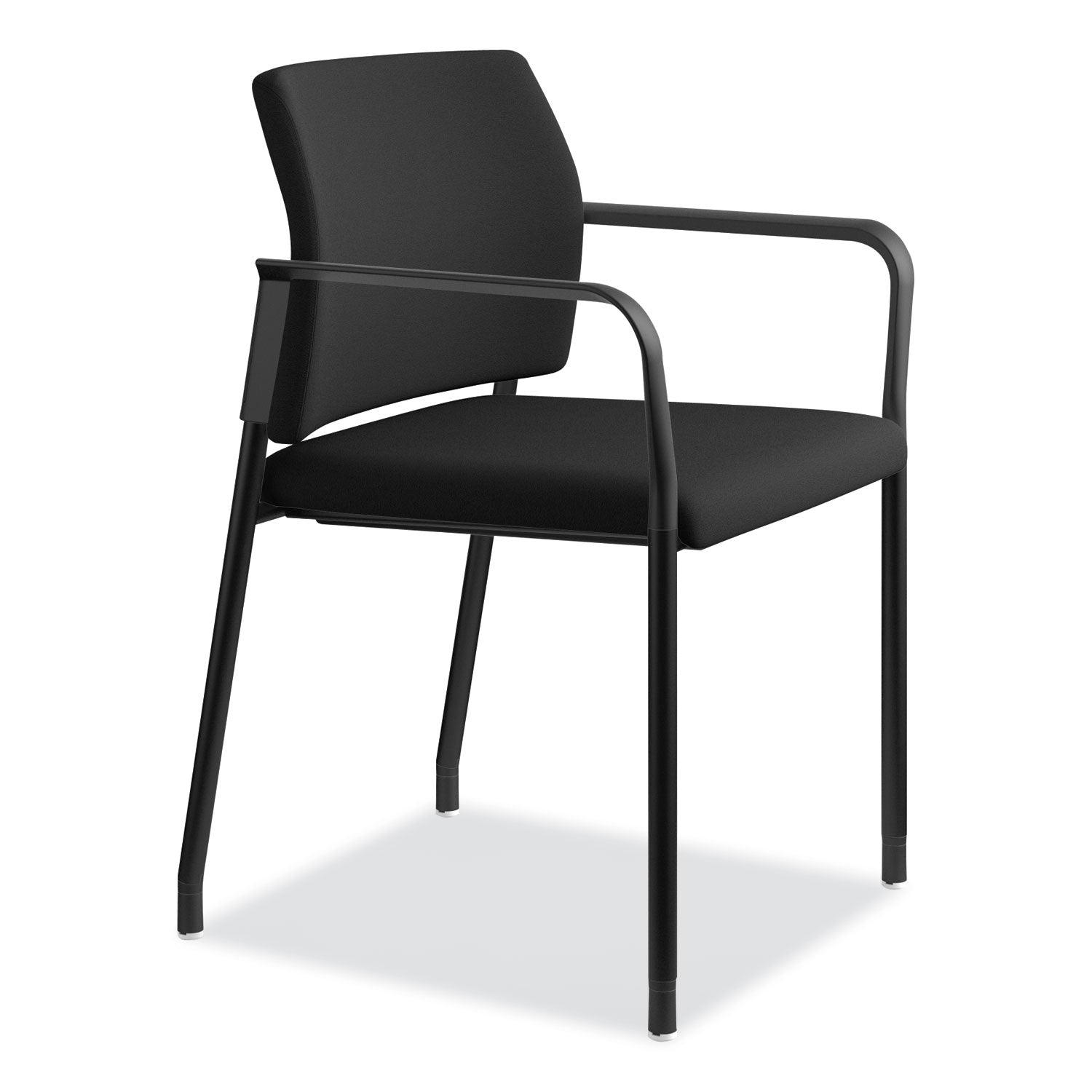 HON® Accommodate Series Guest Chair with Arms, Fabric Upholstery, 23.25" x 22.25" x 32", Black Seat/Back, Charblack Legs, 2/Carton