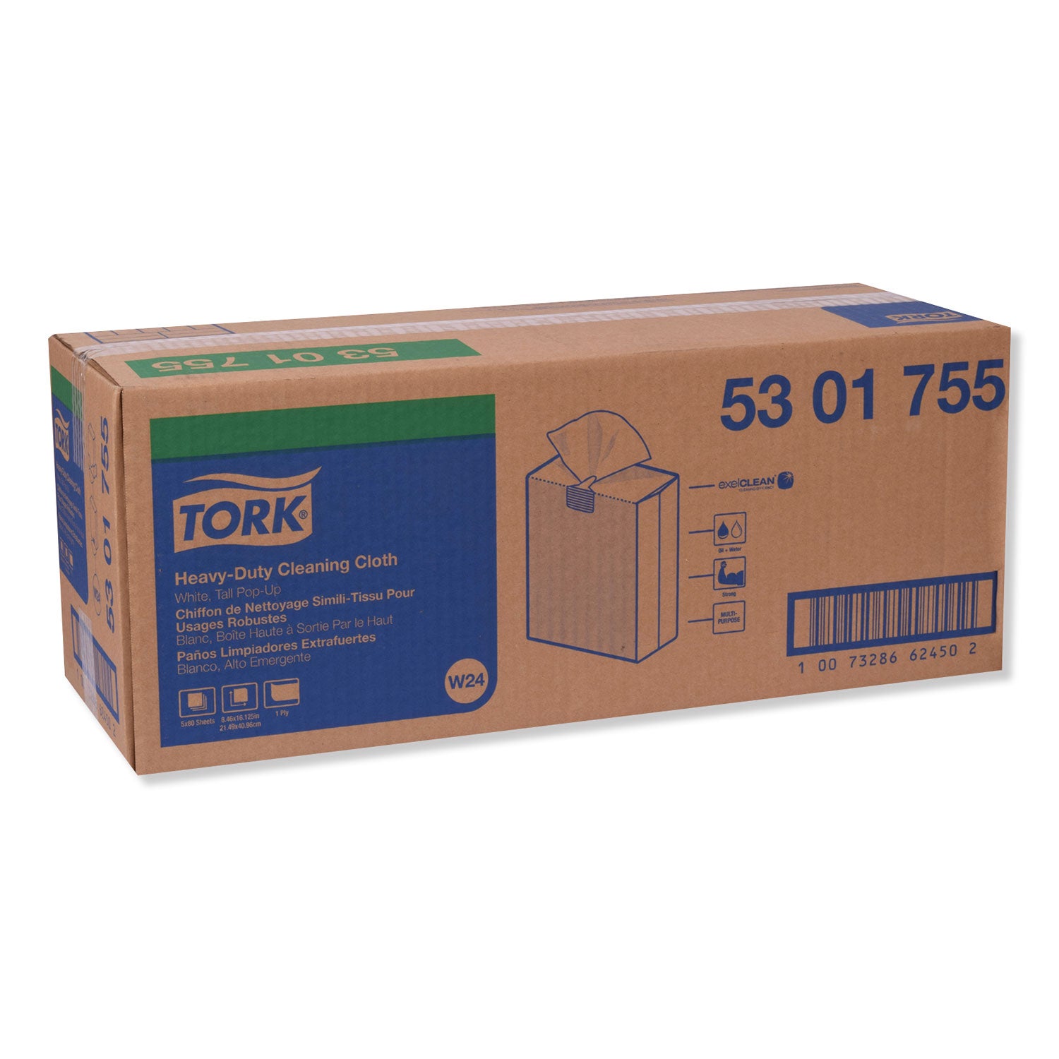 Tork® Heavy-Duty Cleaning Cloth, 8.46 X 16.13, White, 80/box, 5 Boxes/carton