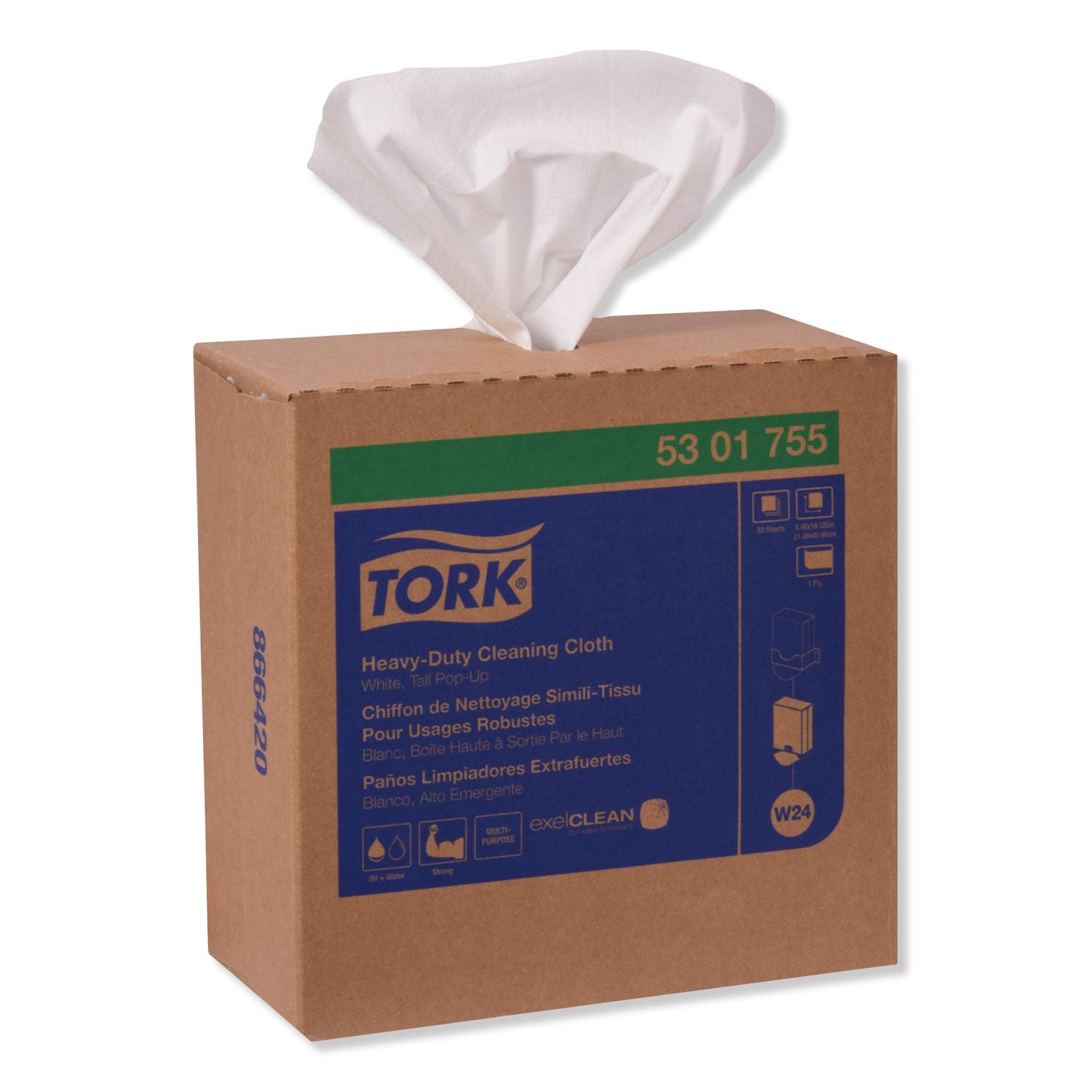 Tork® Heavy-Duty Cleaning Cloth, 8.46 X 16.13, White, 80/box, 5 Boxes/carton