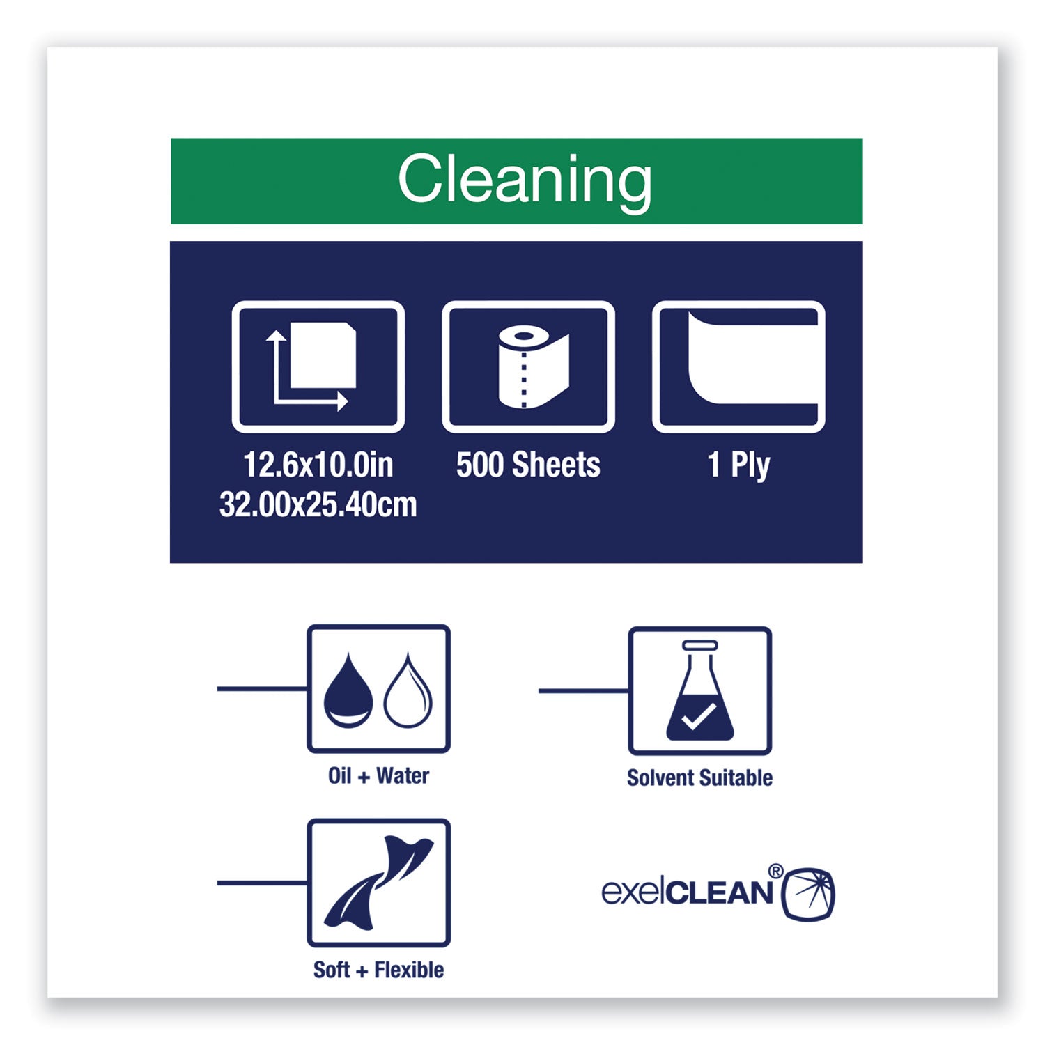 Tork® Industrial Cleaning Cloths, 1-Ply, 12.6 X 10, Gray, 500 Wipes/roll