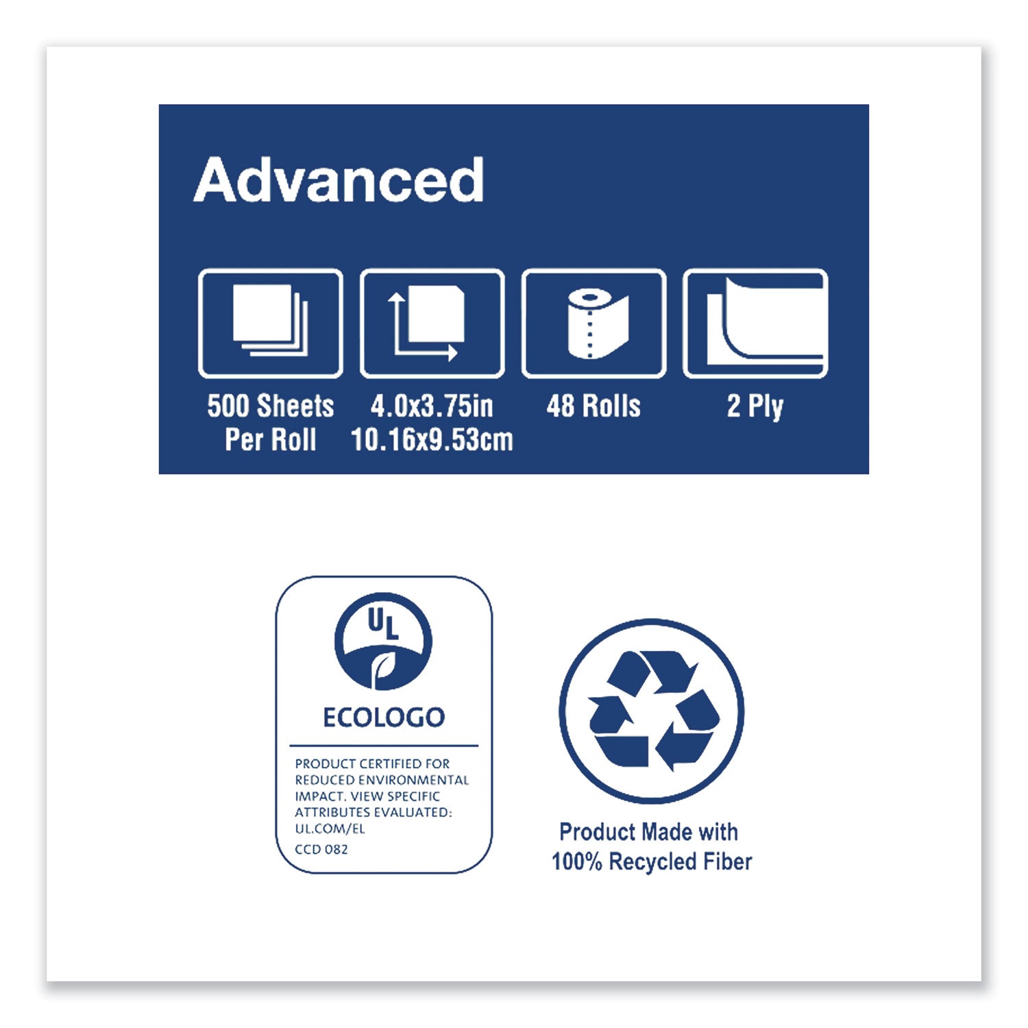 Tork® Advanced Bath Tissue, Septic Safe, 2-Ply, White, 500 Sheets/Roll, 48 Rolls/Carton