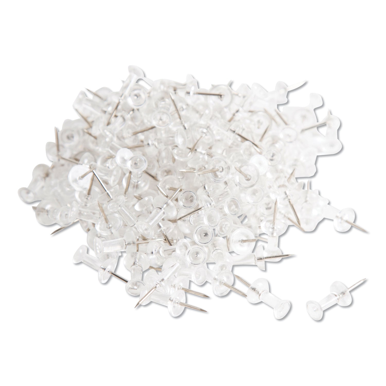 U Brands Standard Push Pins, Plastic, Clear, 0.44", 200/Pack