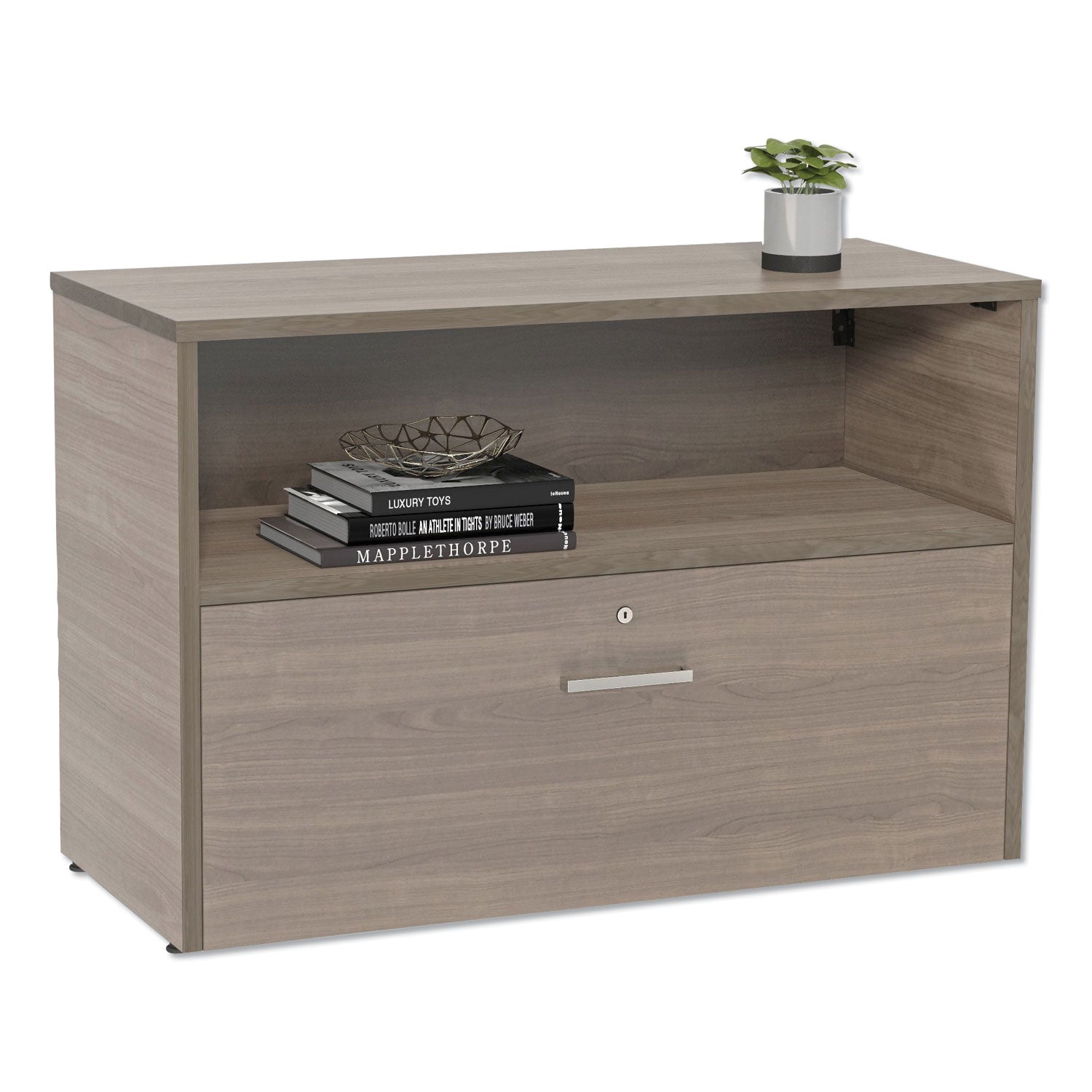 Urban 36" Credenza, Bottom Pedestal, 35.25w x 15.25d x 23.75h, Natural Walnut