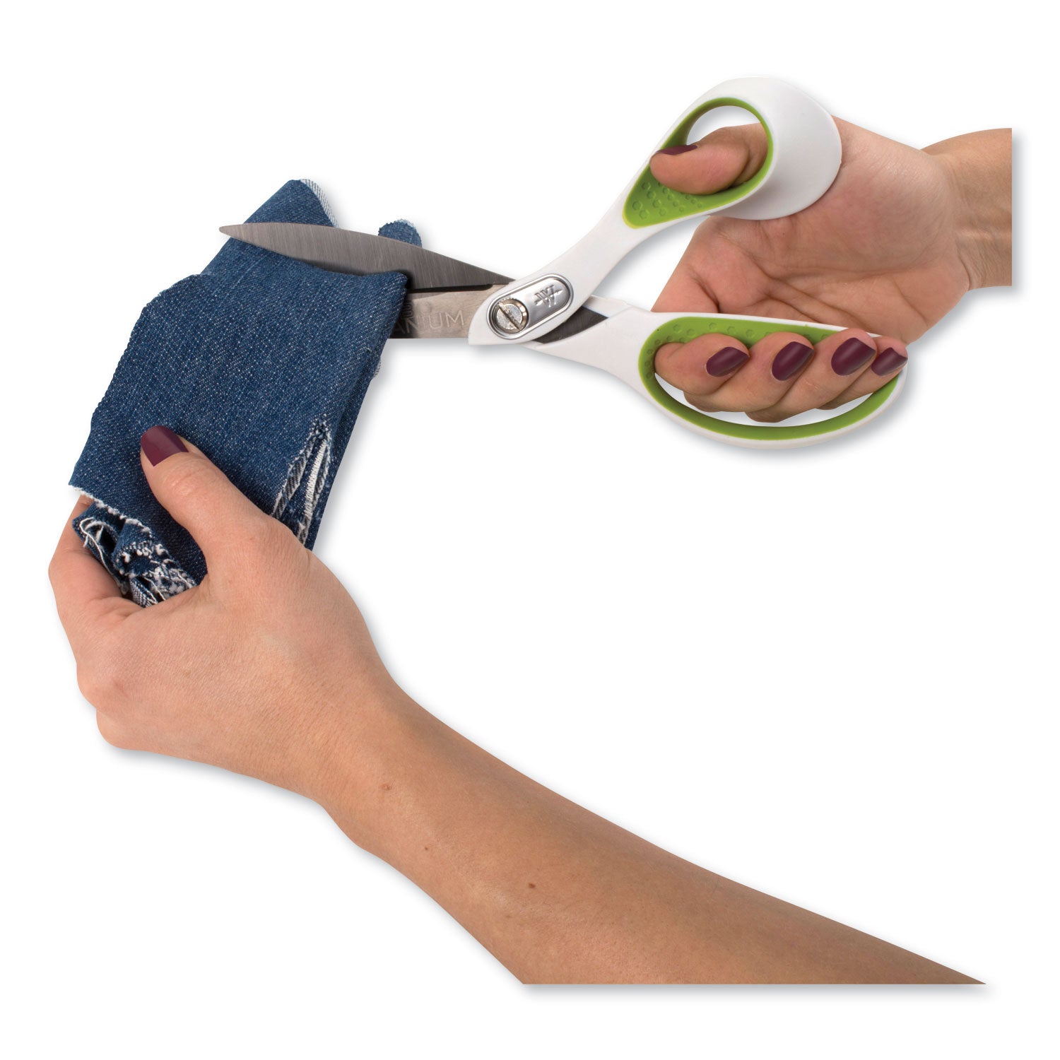 Westcott® CarboTitanium Bonded Scissors, 9" Long, 4.5" Cut Length, Offset White/Green Handle