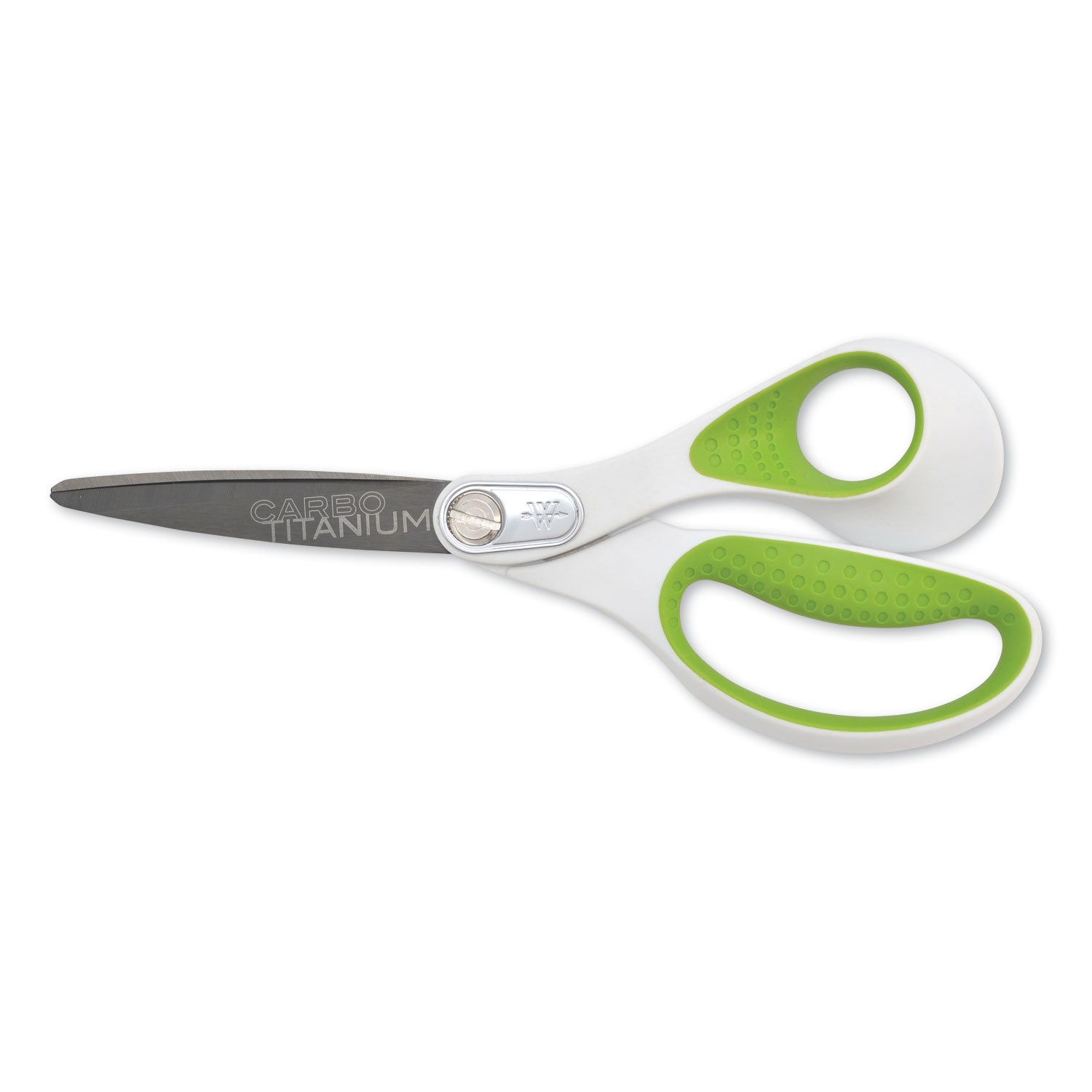 Westcott® CarboTitanium Bonded Scissors, 8" Long, 3.25" Cut Length, Straight White/Green Handle