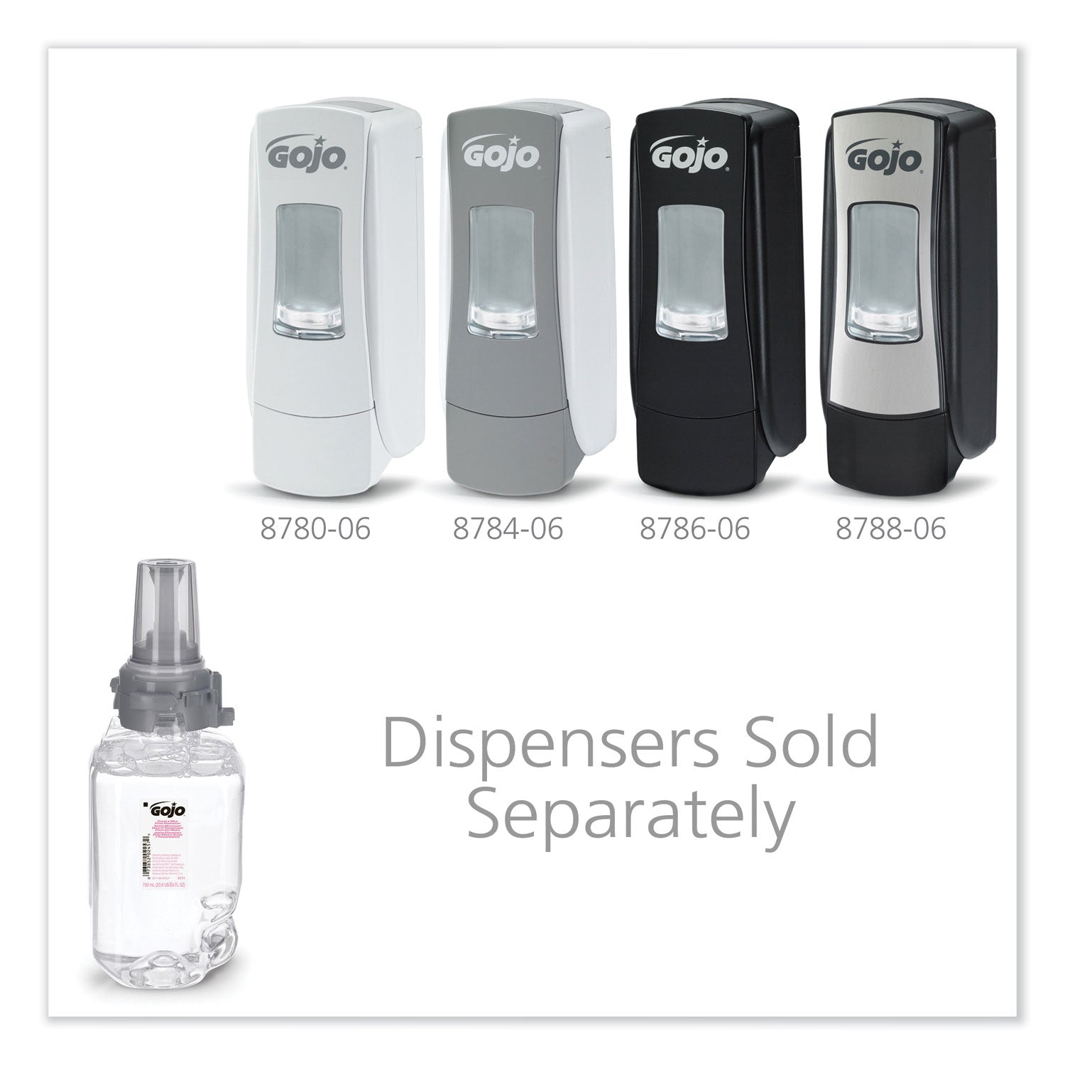 GOJO® Clear and Mild Foam Handwash Refill, For ADX-7 Dispenser, Fragrance-Free, 700 mL, 4/Carton