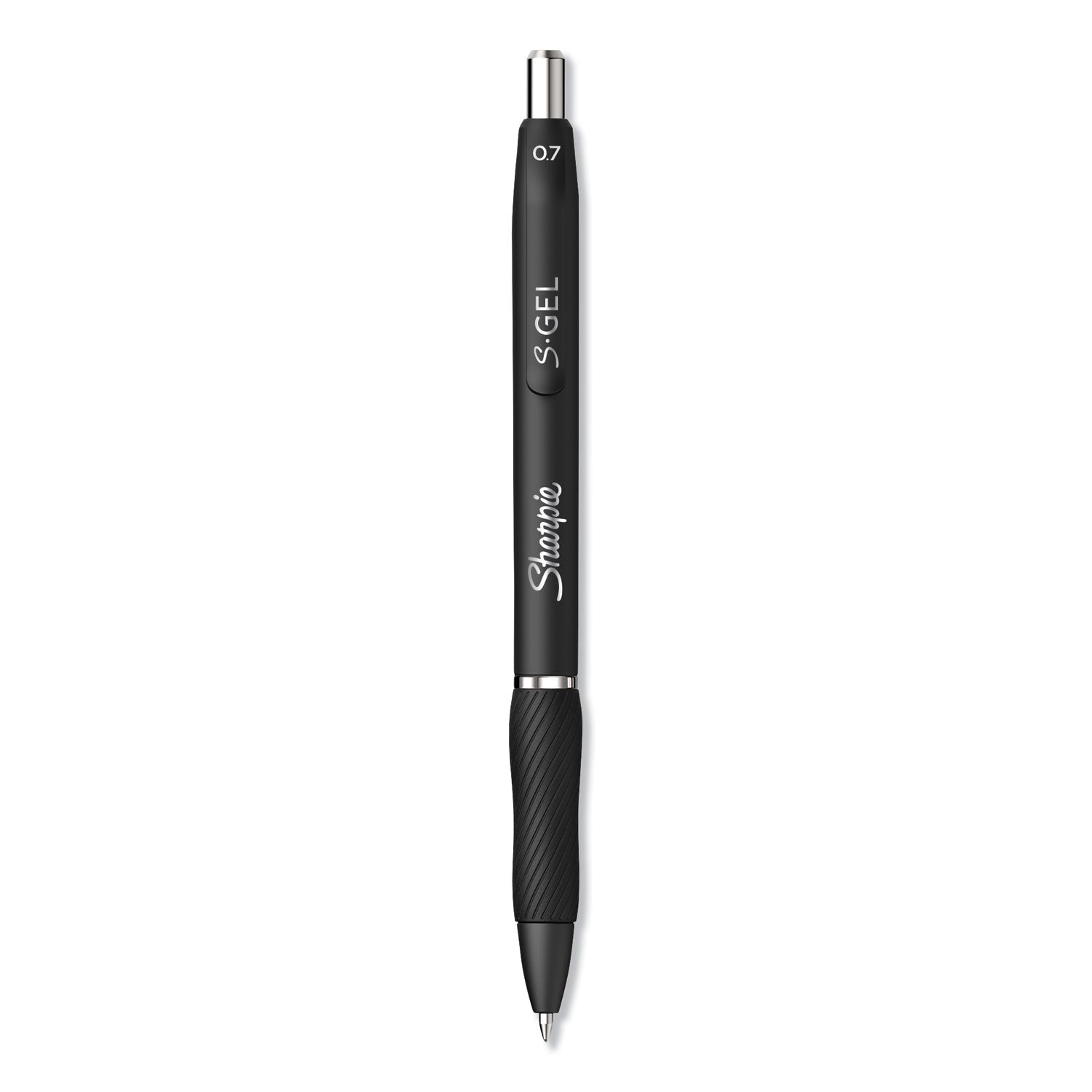 S-Gel High-Performance Gel Pen, Retractable, Medium 0.7 mm, Black Ink, Black Barrel, Dozen