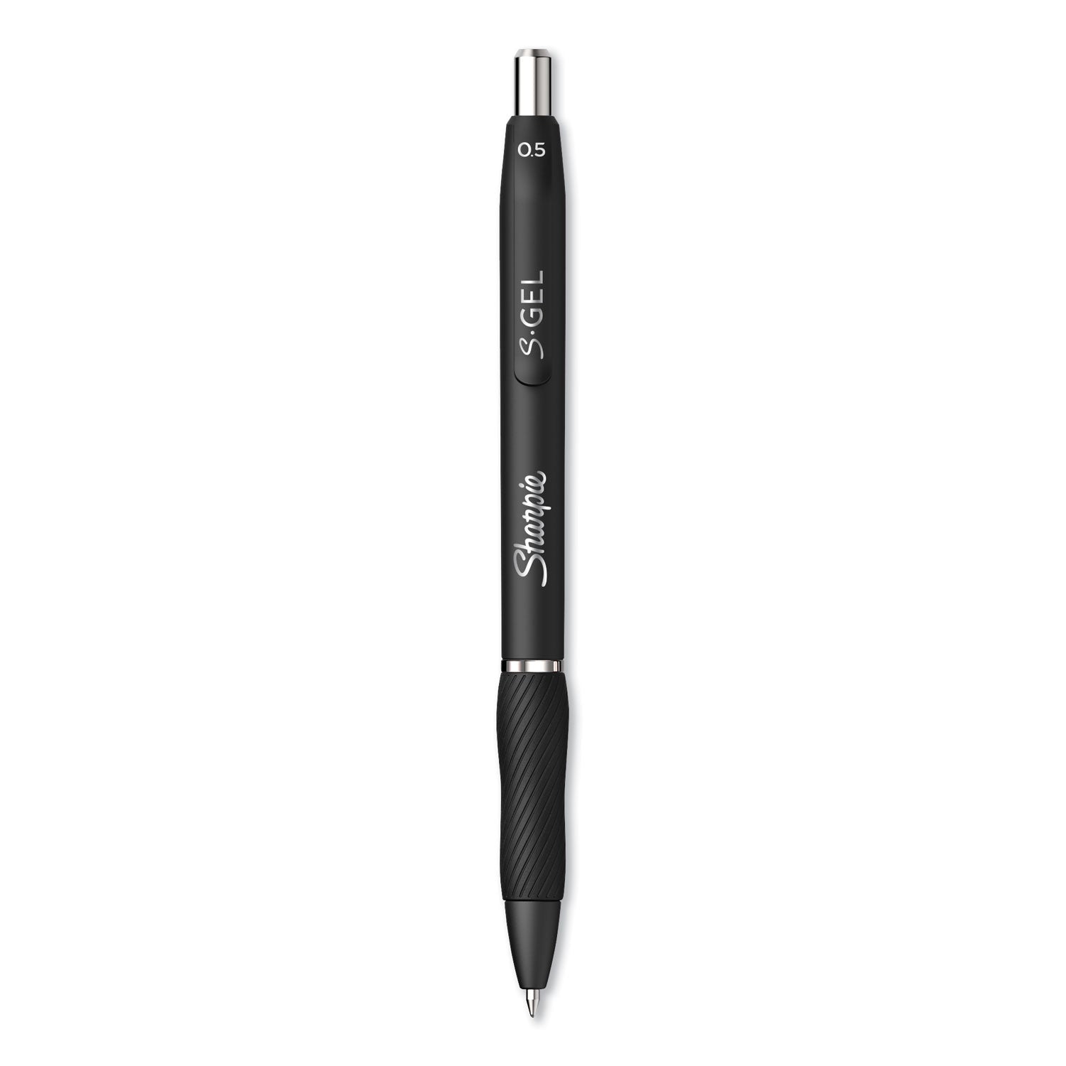 S-Gel High-Performance Gel Pen, Retractable, Fine 0.5 mm, Black Ink, Black Barrel, Dozen