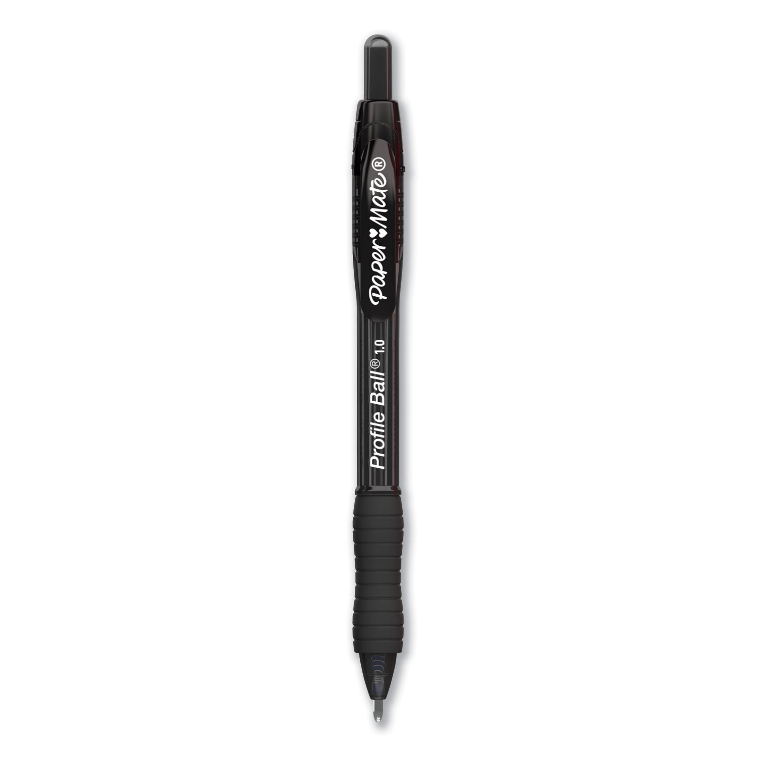 Profile Ballpoint Pen, Retractable, Medium 1 mm, Black Ink, Translucent Black Barrel, Dozen