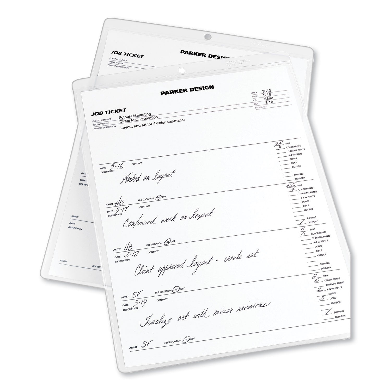 Avery® Job Ticket Holders, Heavy Gauge Vinyl, 9 X 12, Clear, 10/pack