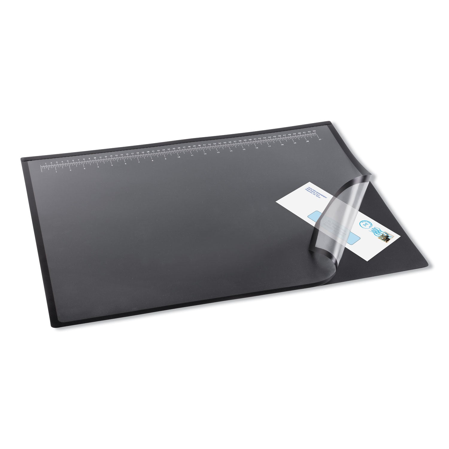 Artistic® Desk Pad with Transparent Lift-Top Overlay and Antimicrobial Protection, 24" x 19", Black Pad, Transparent Frost Overlay
