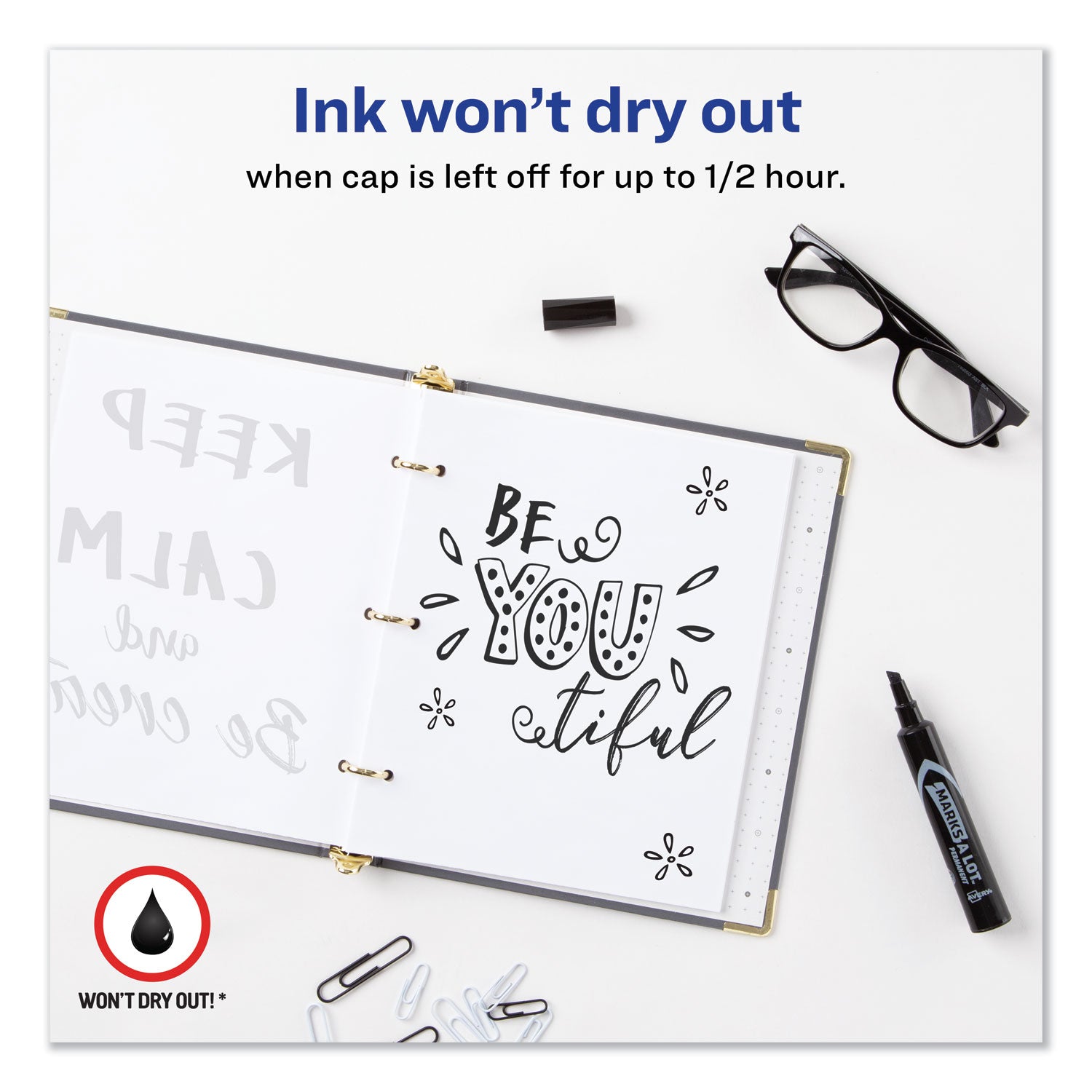 Avery® Marks A Lot Regular Desk-Style Permanent Marker, Broad Chisel Tip, Black, Dozen (7888)