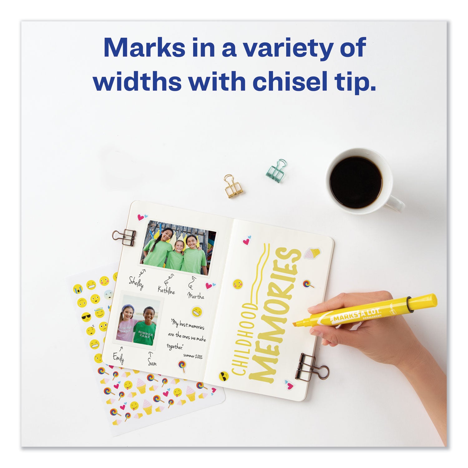 Avery® Marks A Lot Large Desk-Style Permanent Marker, Broad Chisel Tip, Yellow, Dozen (8882)