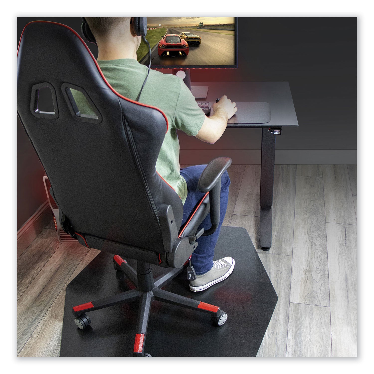 ES Robbins® Game Zone Chair Mat, For Hard Floor/medium Pile Carpet, 42 X 46, Black