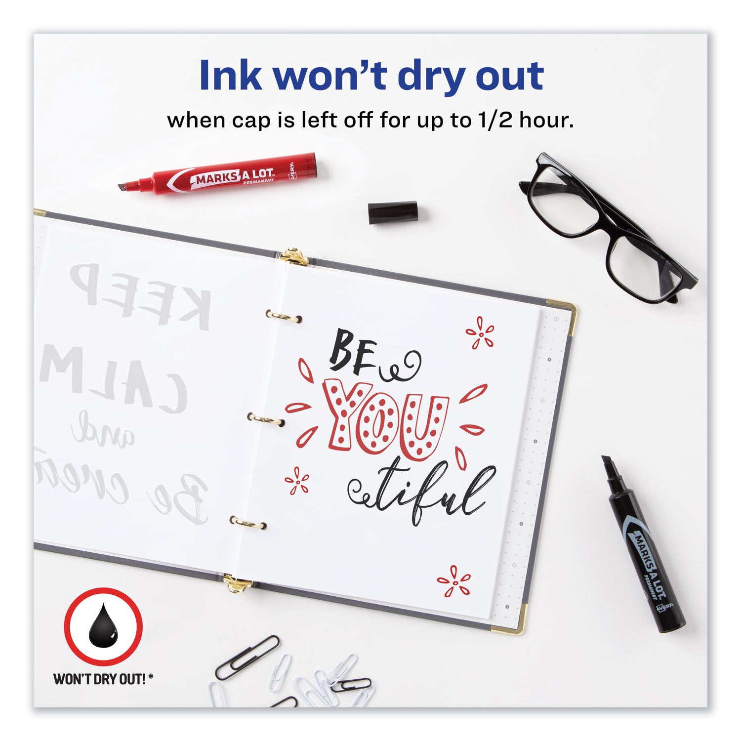 Avery® Marks A Lot Regular Desk-Style Permanent Marker Value Pack, Broad Chisel Tip, Assorted Colors, 24/pack (98187)