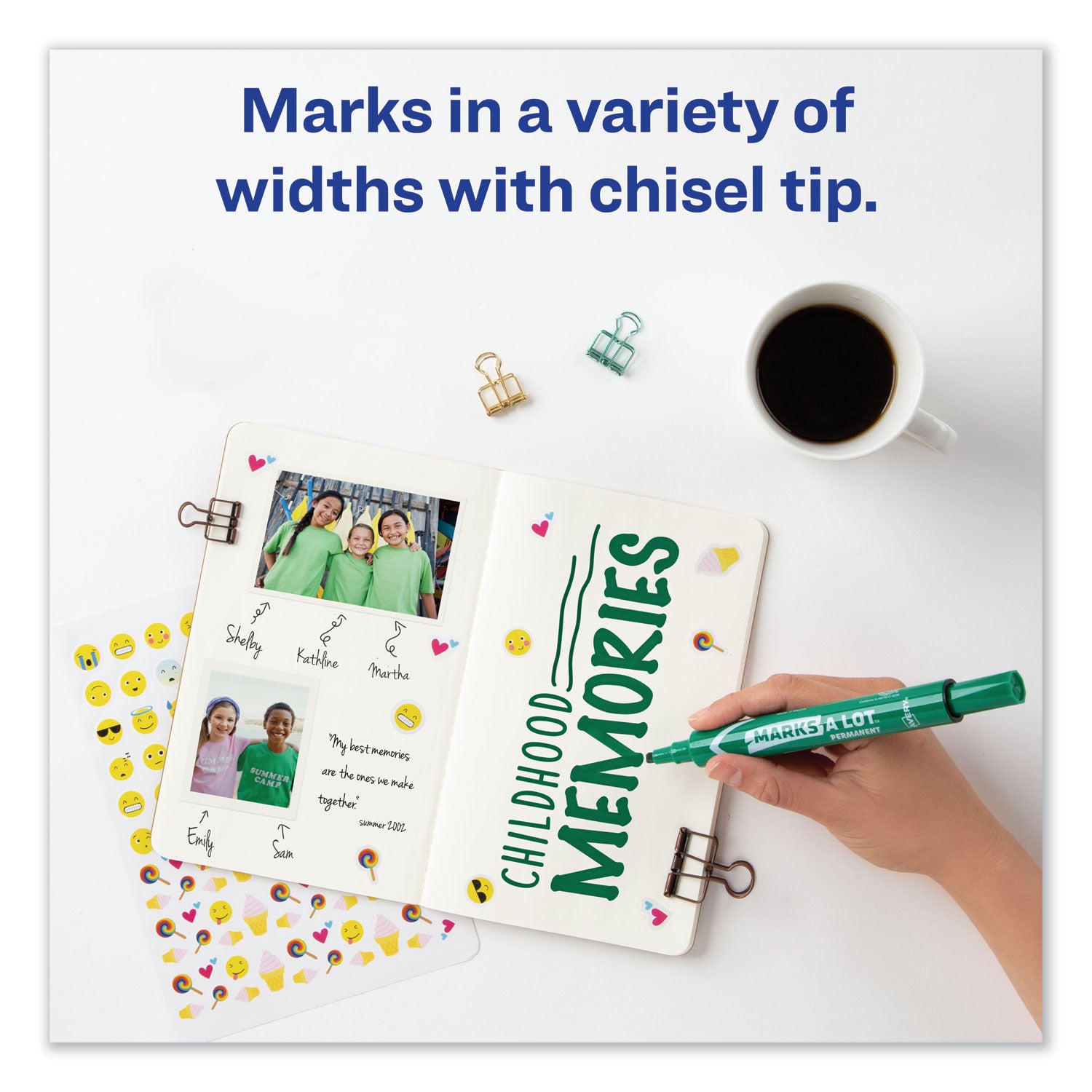 Avery® Marks A Lot Large Desk-Style Permanent Marker, Broad Chisel Tip, Green, Dozen (8885)