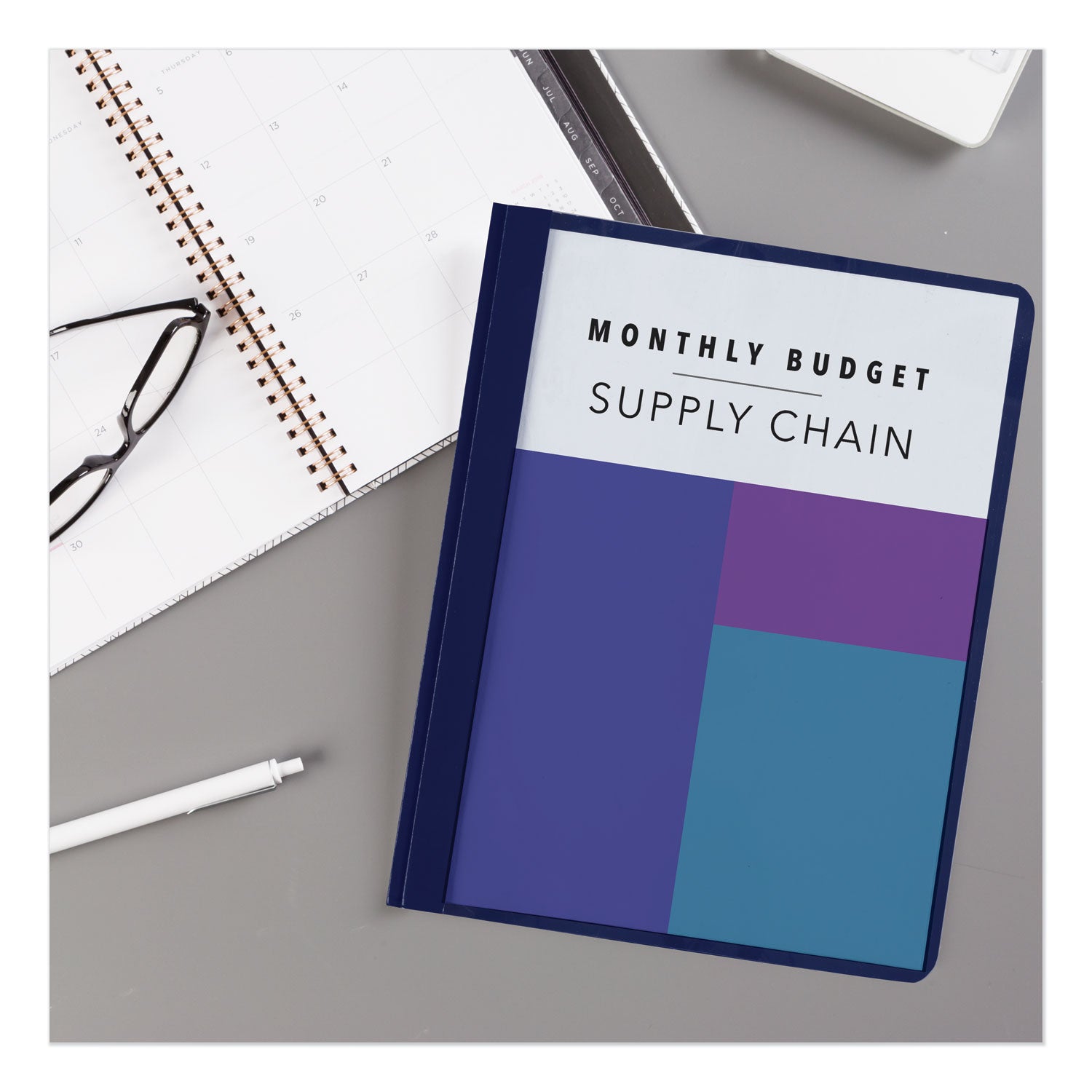 Avery® Durable Clear Front Report Cover, Prong Fastener, 0.13" Capacity, 8.5 X 11, Clear/blue, 25/box