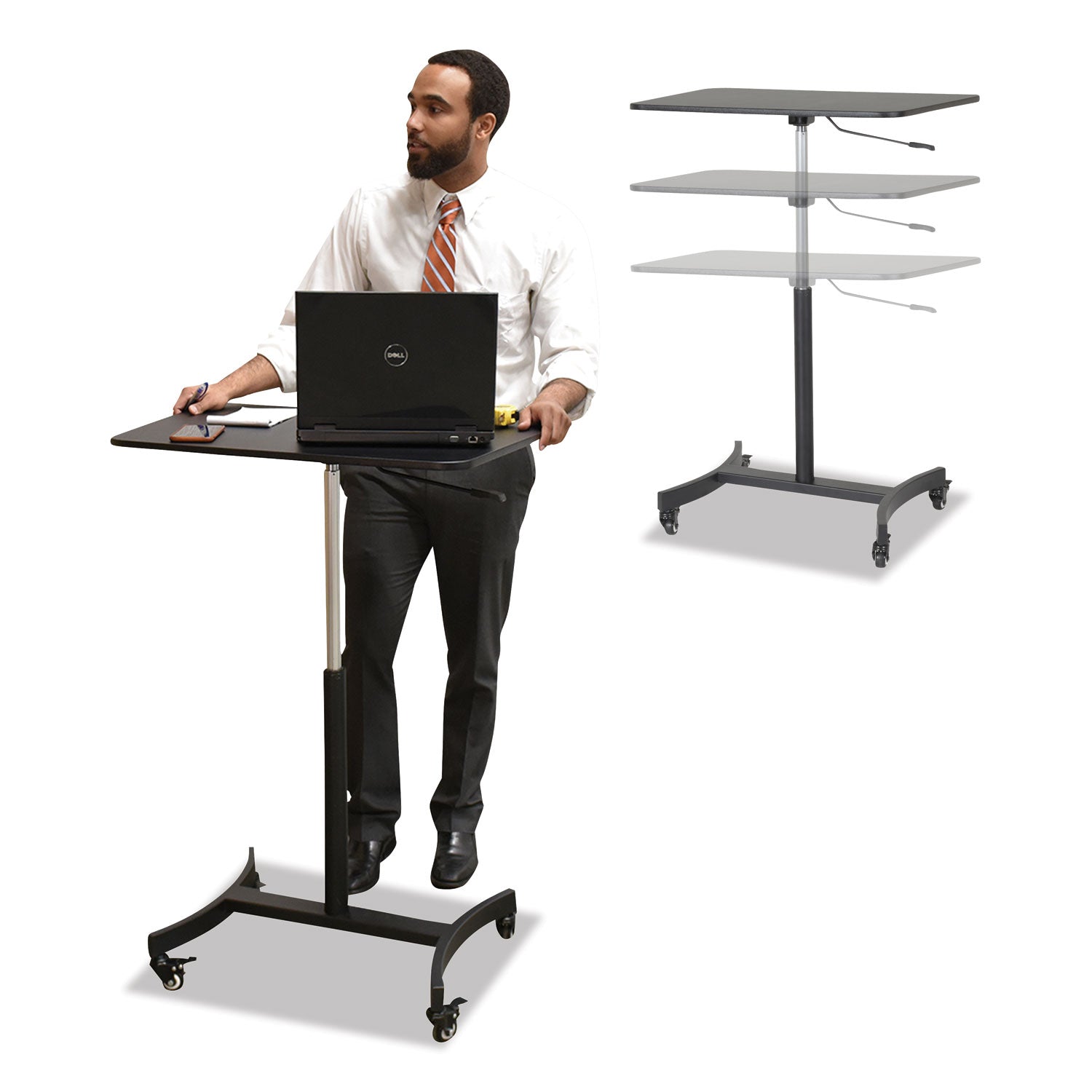 Victor® Dc500 High Rise Collection Mobile Adjustable Standing Desk, 30.75" X 22" X 29" To 44", Black