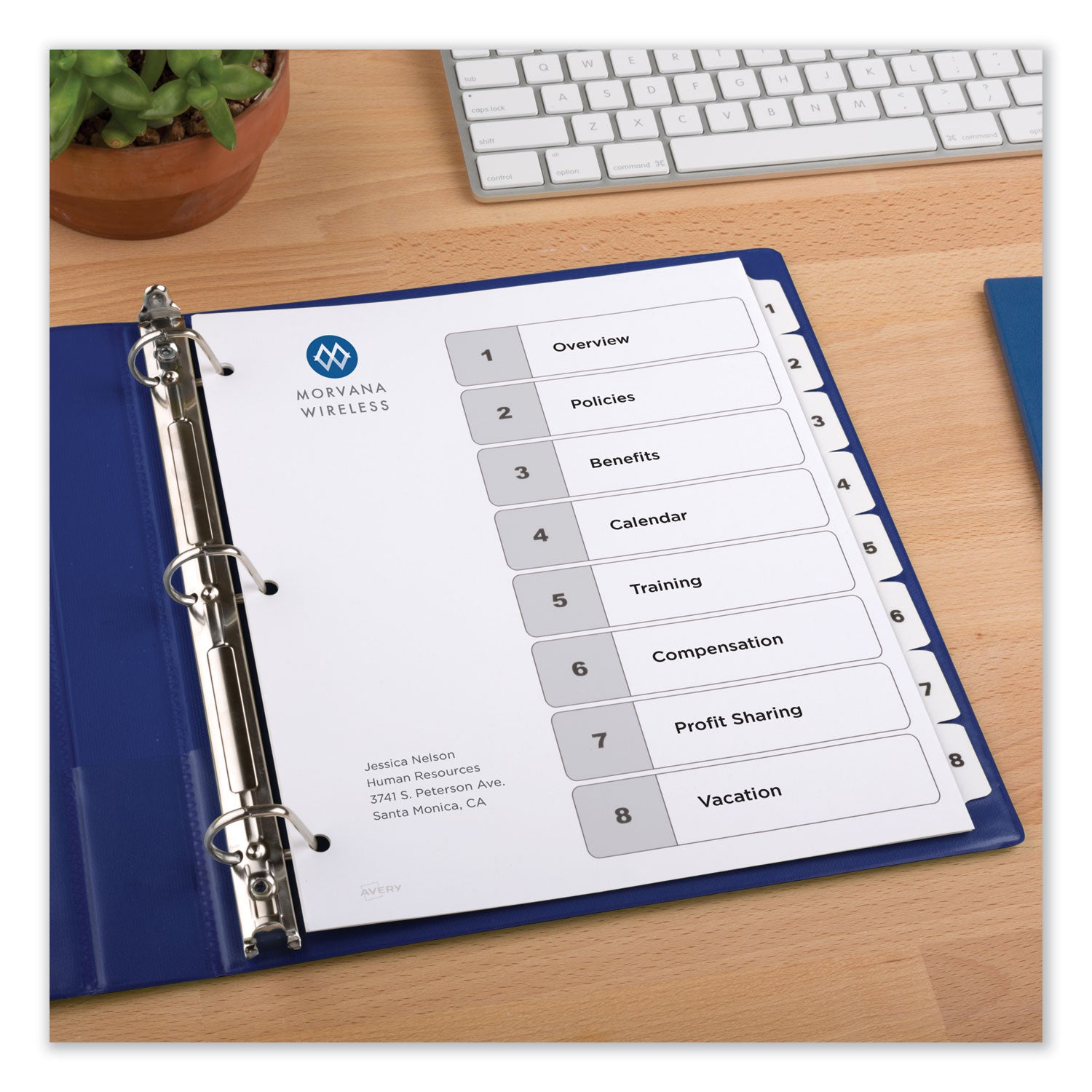 Avery® Customizable TOC Ready Index Black and White Dividers, 8-Tab, 1 to 8, 11 x 8.5, 1 Set