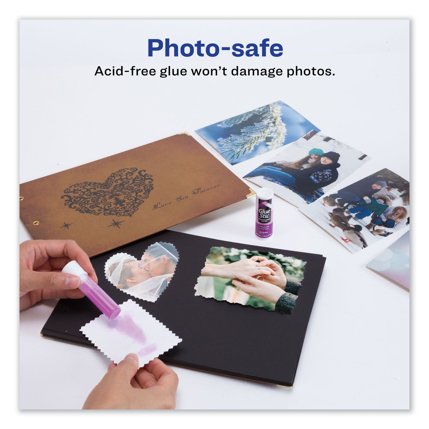 Avery® Permanent Glue Stic Value Pack, 0.26 Oz, Applies Purple, Dries Clear, 18/pack