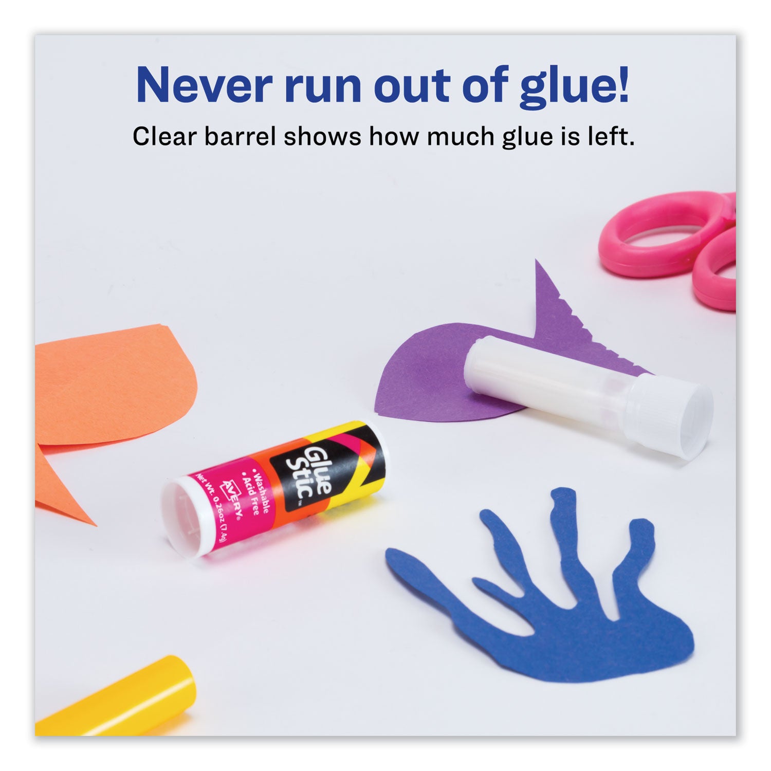 Avery® Permanent Glue Stic, 0.26 Oz, Applies White, Dries Clear