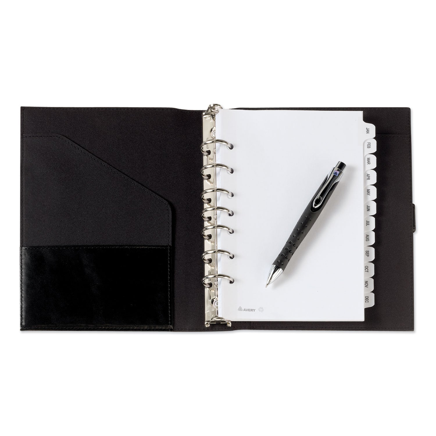 Avery® Preprinted Tab Dividers, 12-Tab, Jan. to Dec., 8.5 x 5.5, White, 1 Set