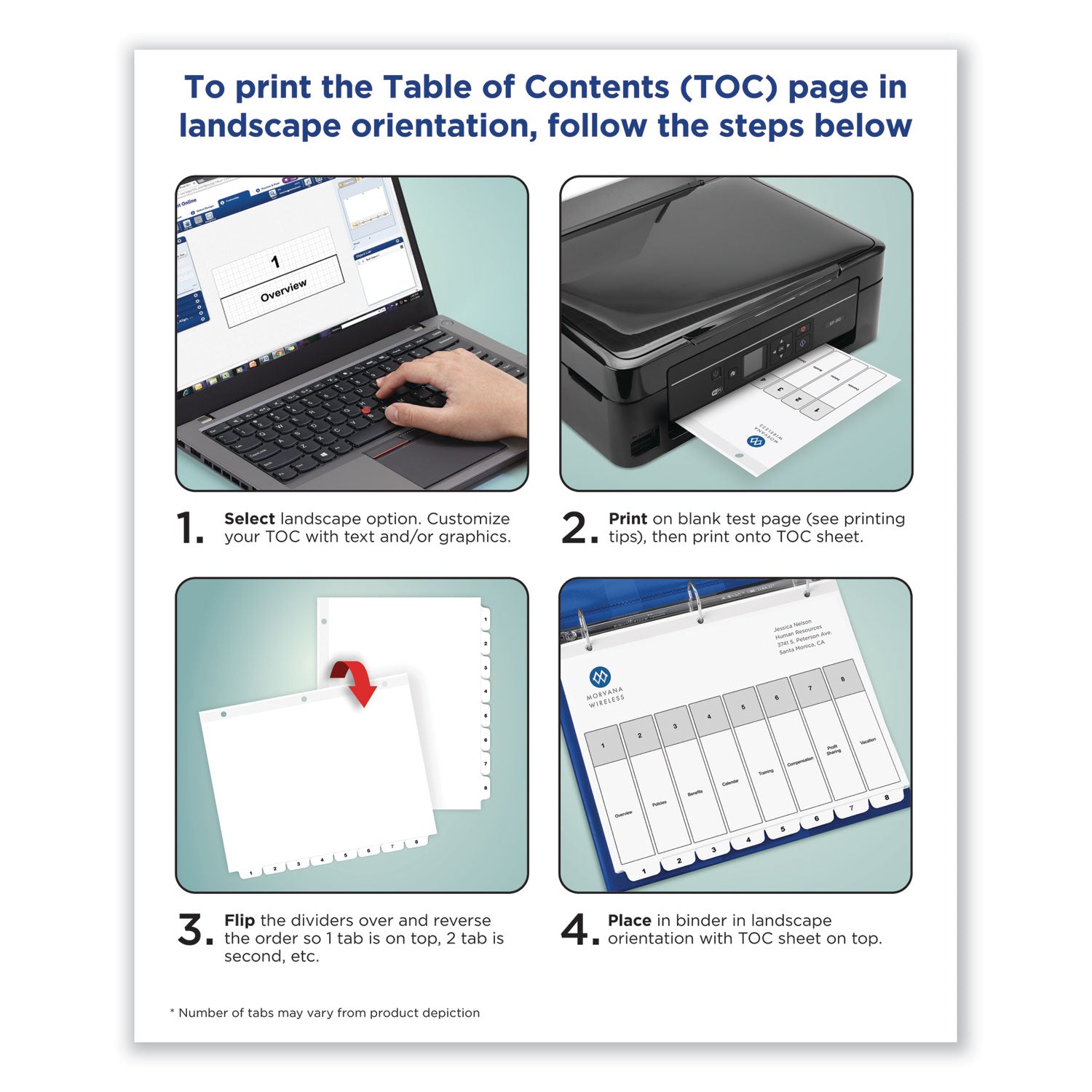 Avery® Customizable TOC Ready Index Black and White Dividers, 10-Tab, 1 to 10, 11 x 8.5, 1 Set