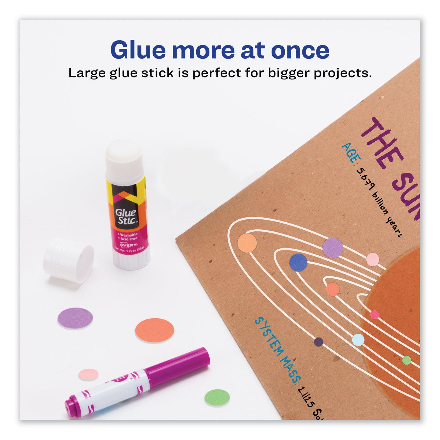 Avery® Permanent Glue Stic, 1.27 Oz, Applies White, Dries Clear