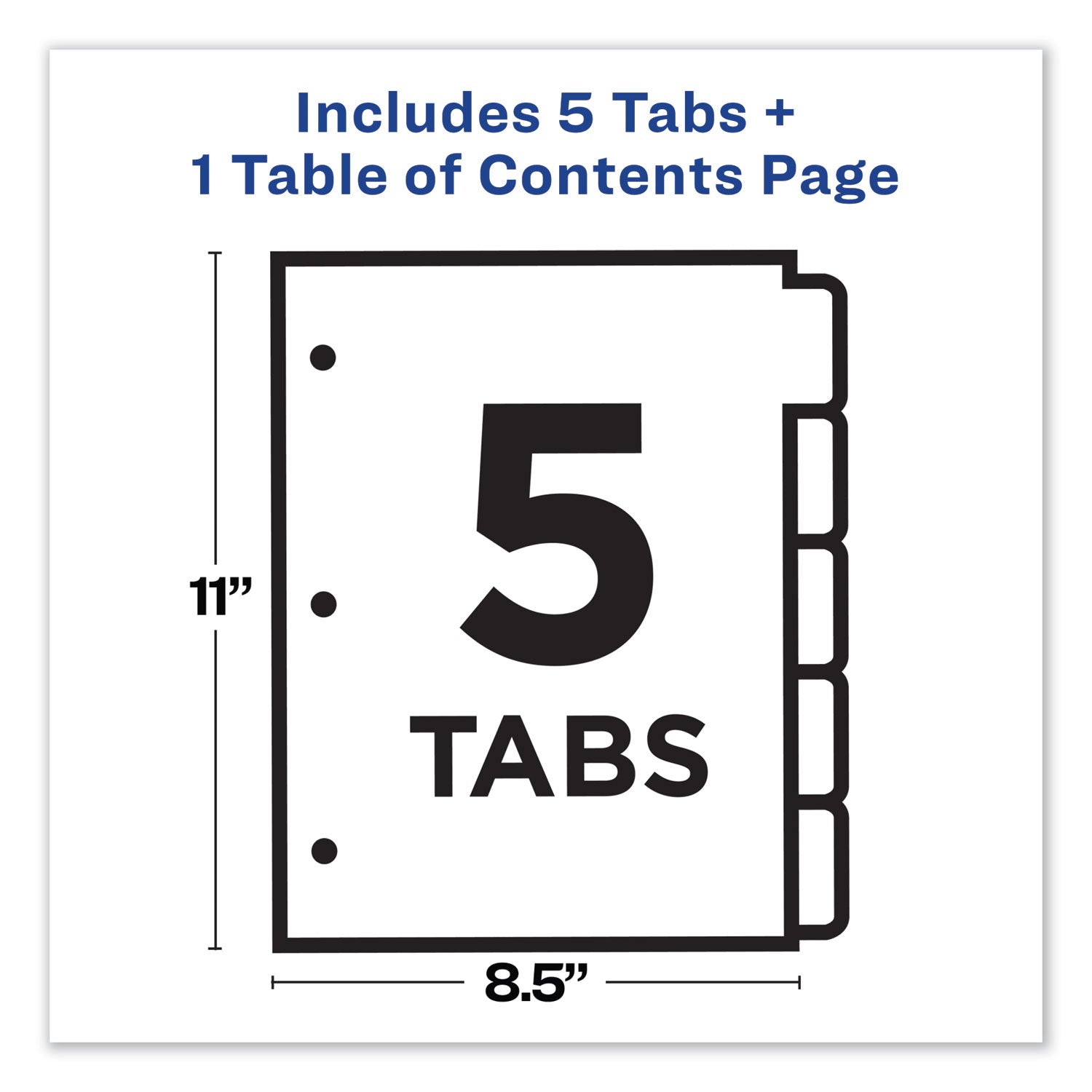 Avery® Customizable Table Of Contents Ready Index Dividers With Multicolor Tabs, 5-Tab, 1 To 5, 11 X 8.5, Translucent, 1 Set