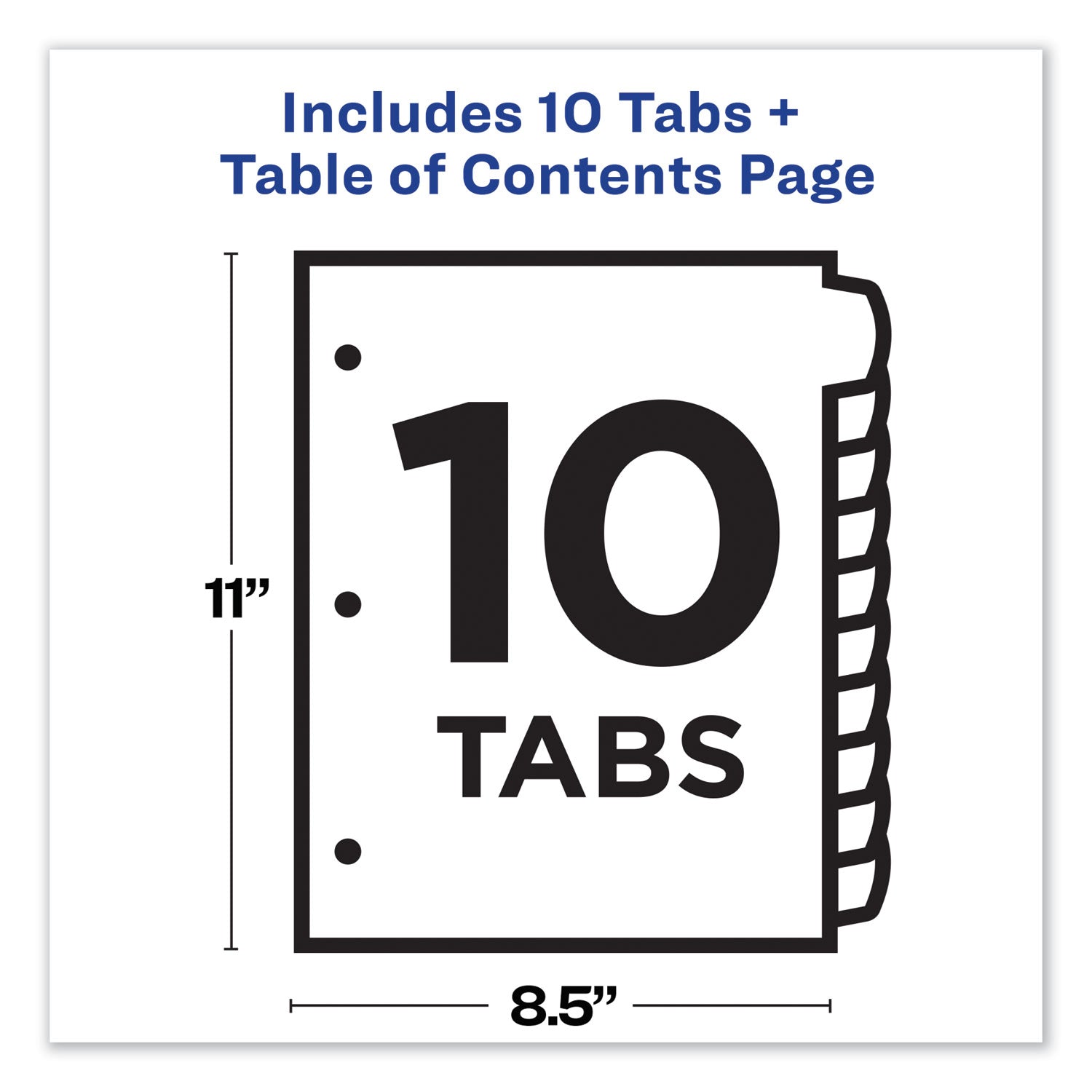 Avery® Customizable Table Of Contents Ready Index Dividers With Multicolor Tabs, 10-Tab, 1 To 10, 11 X 8.5, Translucent, 1 Set