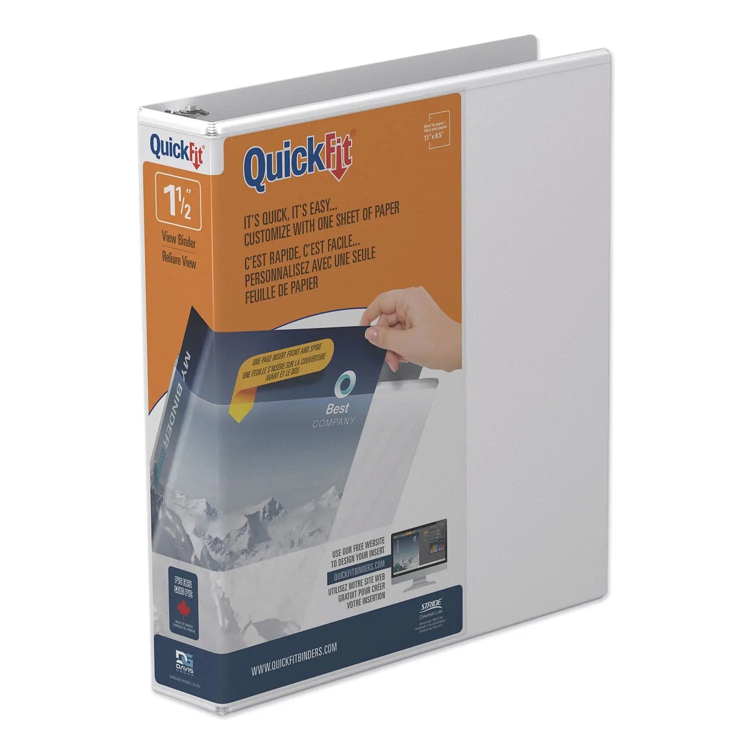 QuickFit D-Ring View Binder, 3 Rings, 1.5" Capacity, 11 x 8.5, White Stride Flipcost