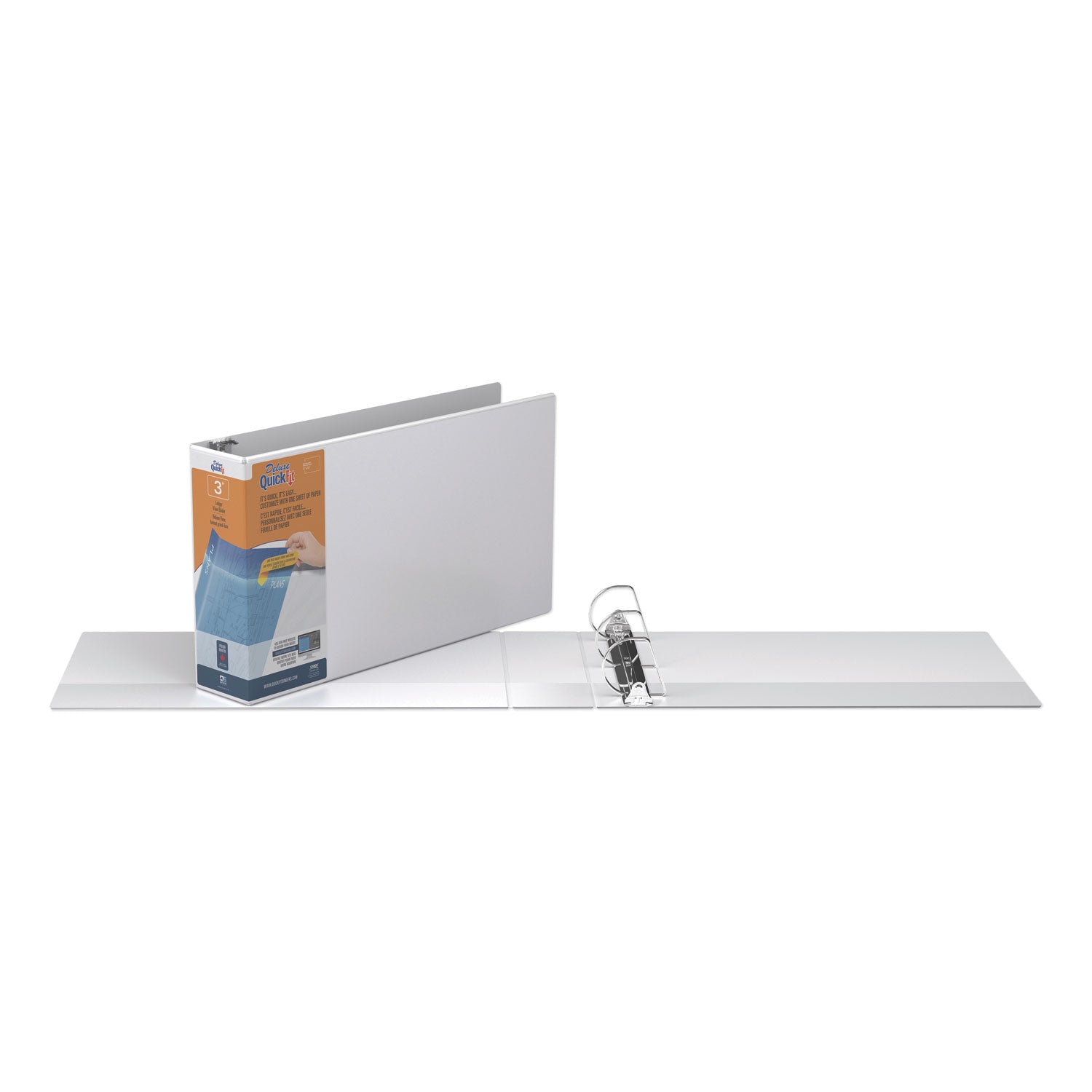 Stride Quickfit Ledger D-Ring View Binder, 3 Rings, 3" Capacity, 11 X 17, White