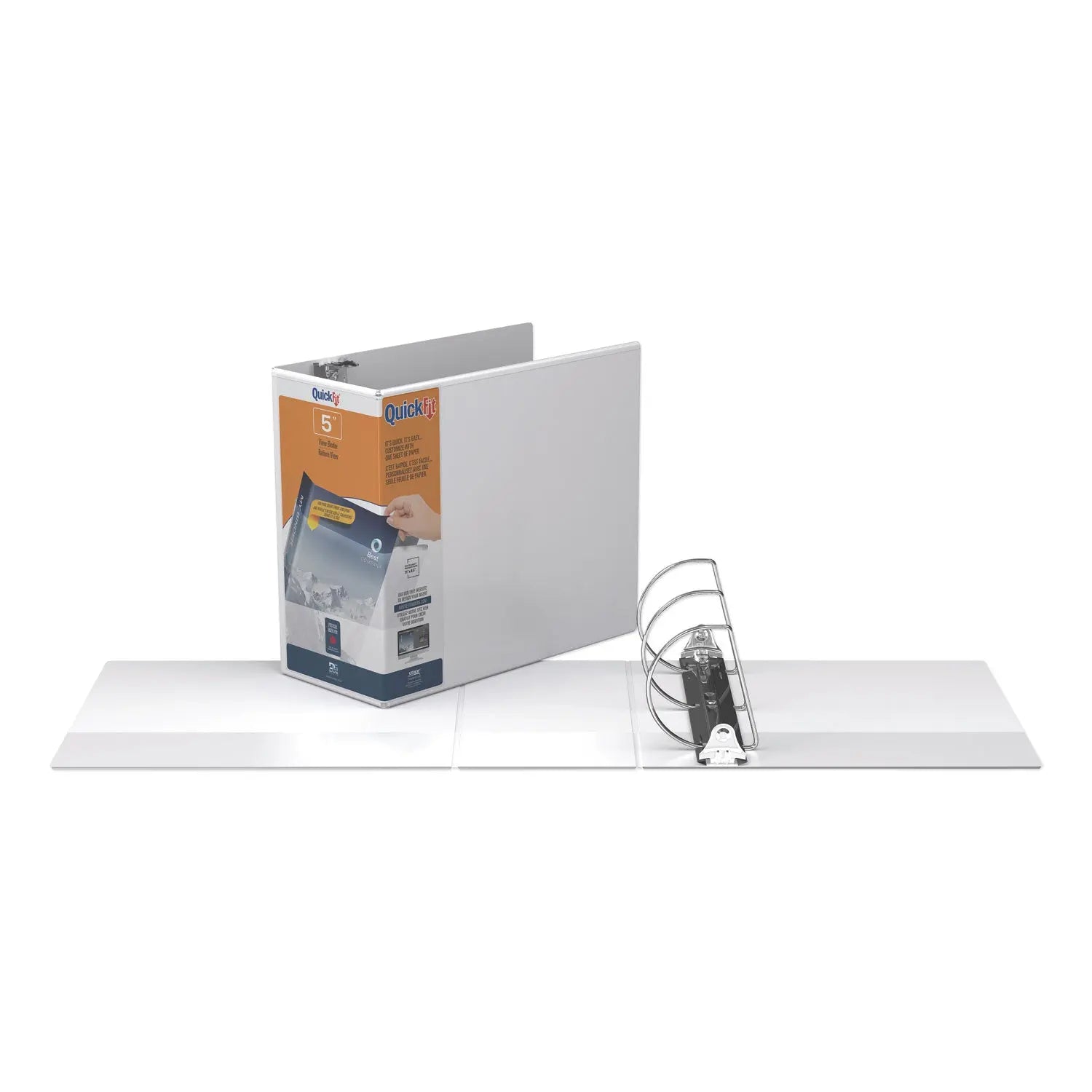 QuickFit D-Ring View Binder, 3 Rings, 5" Capacity, 11 x 8.5, White Stride Flipcost