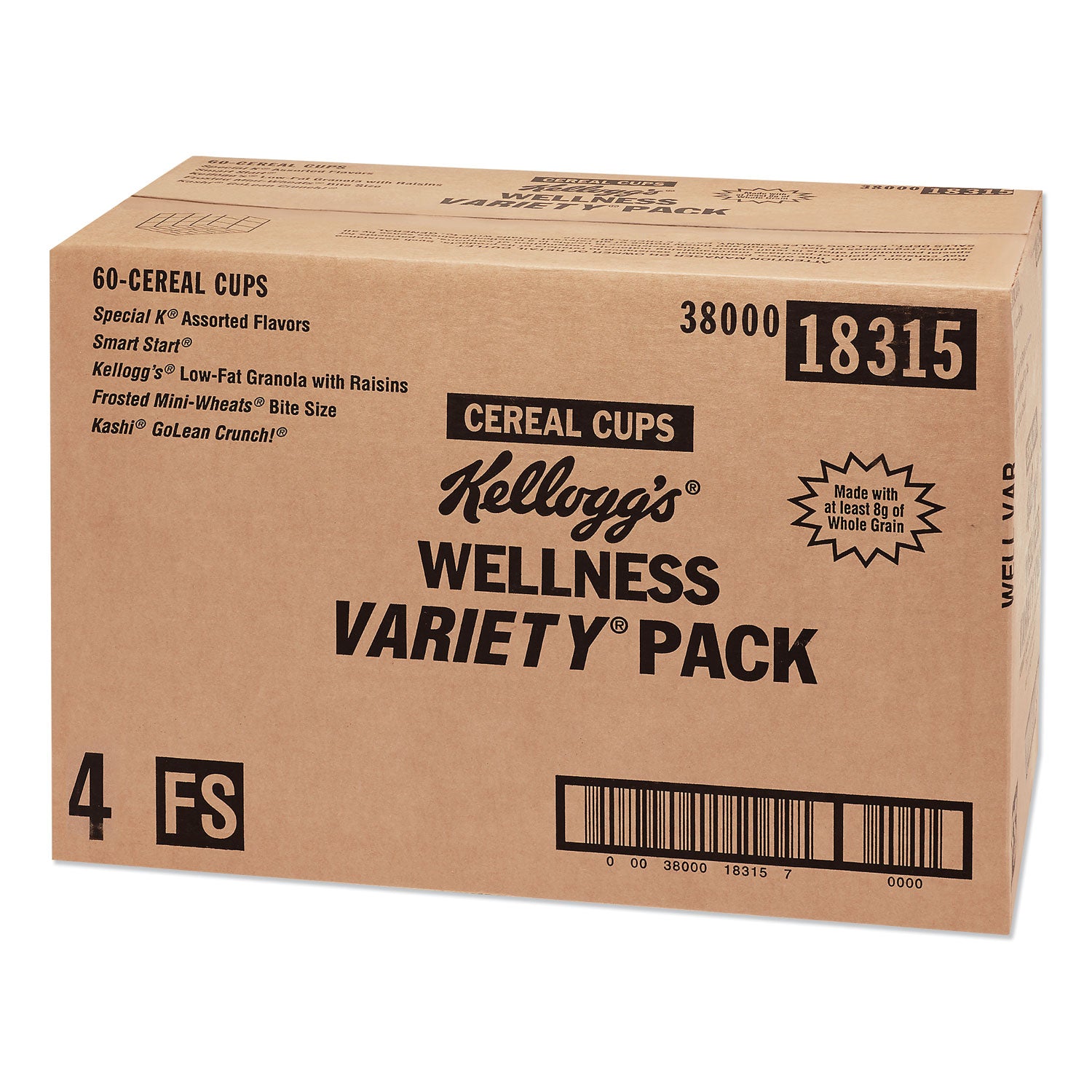 Kellogg's® Breakfast Cereal - Single Serve, Classic Wellness Assortment, 2.2 Oz Cup, 60/carton