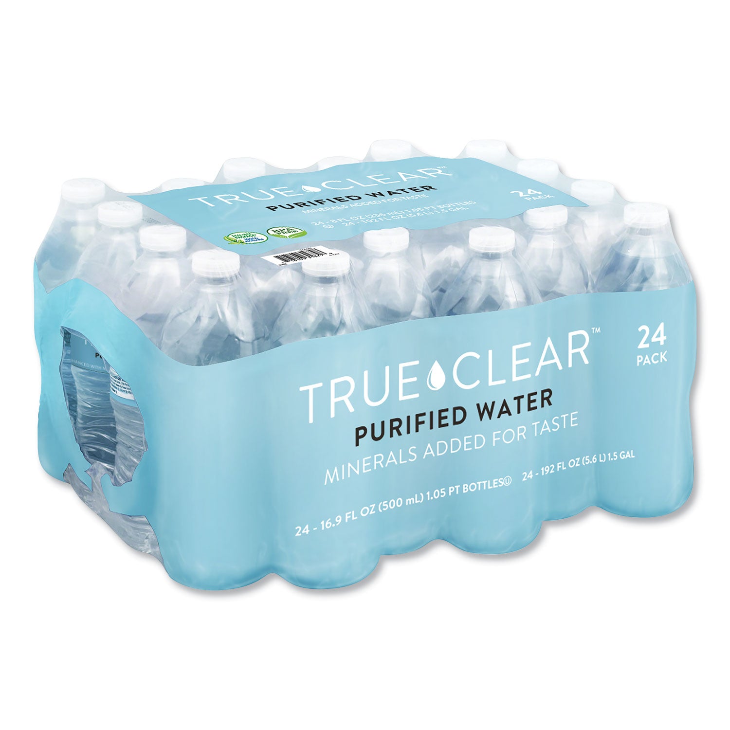 True Clear® Purified Bottled Water, 16.9 Oz Bottle, 24 Bottles/carton