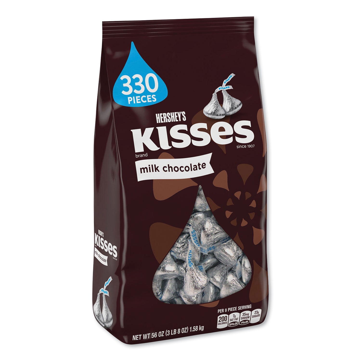 Hershey®'s Kisses, Milk Chocolate, Silver Wrappers, 56 Oz Bag