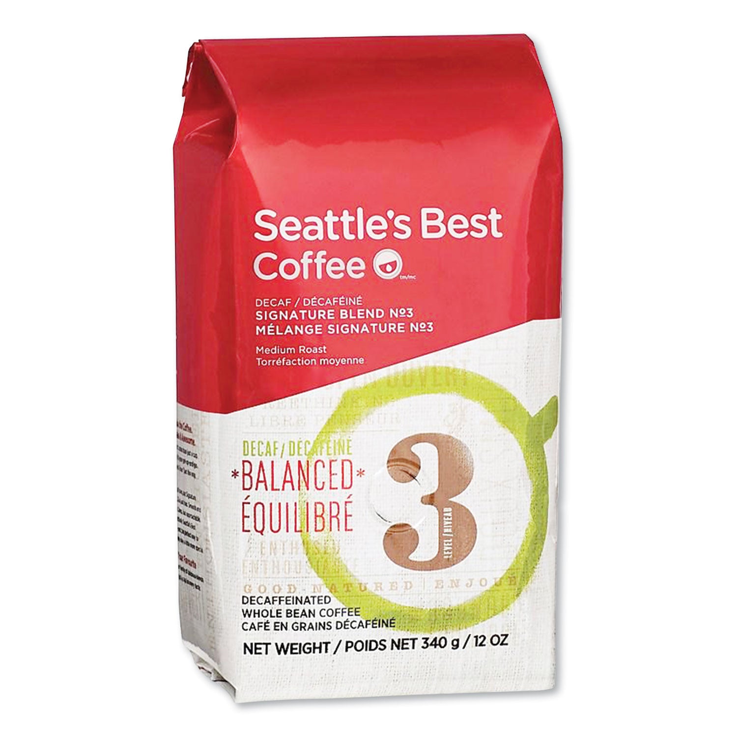 Seattle's Best™ Level 3 Whole Bean Coffee, Decaffeinated, 12 Oz Bag