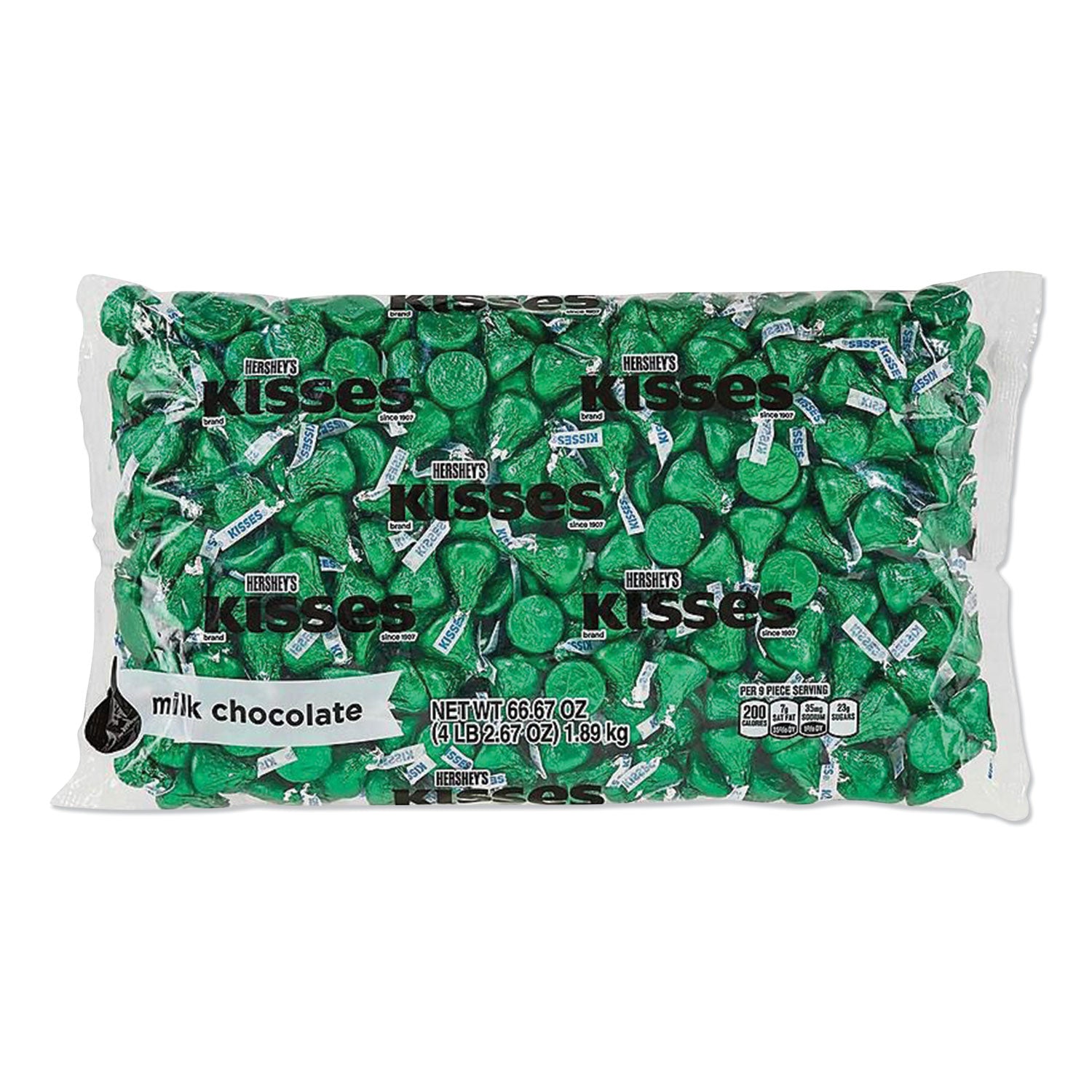 KISSES, Milk Chocolate, Green Wrappers, 66.7 oz Bag