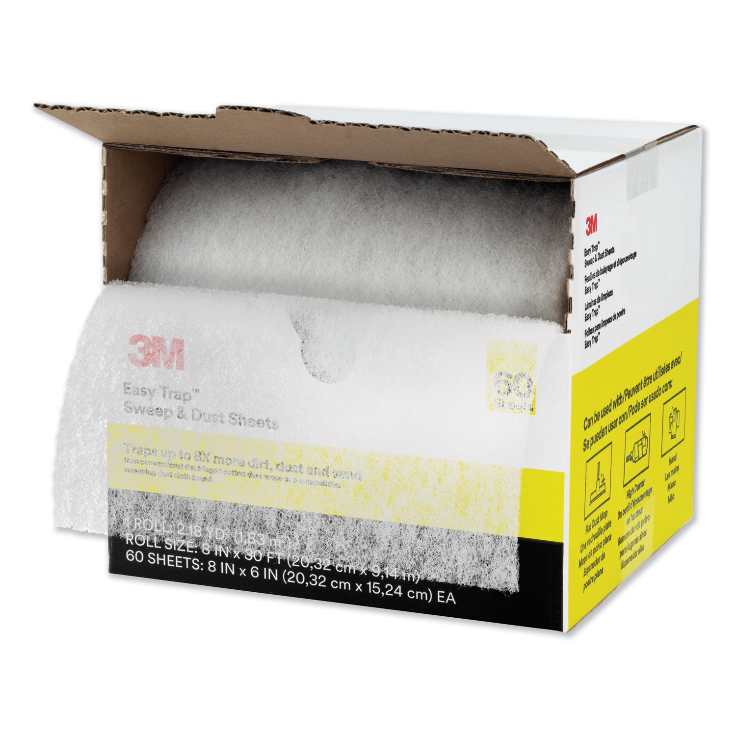 Easy Trap Duster, 8" x 30 ft, White, 60 Sheet Roll