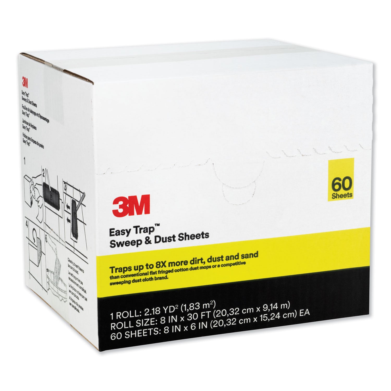 3M™ Easy Trap Duster, 8" X 30 Ft, White, 60 Sheet Roll