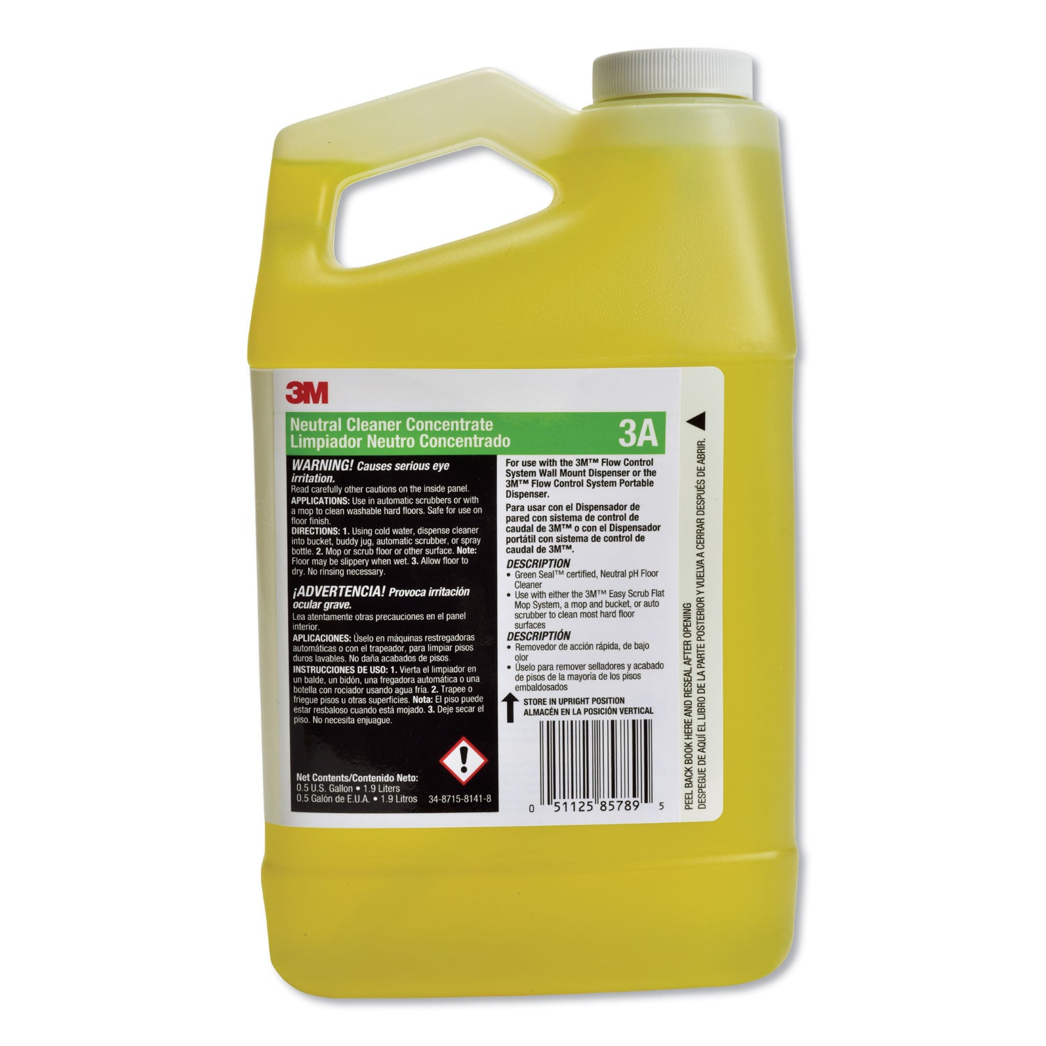 3M™ Neutral Cleaner Concentrate 3a, Fresh Scent, 0.5 Gal Bottle, 4/carton